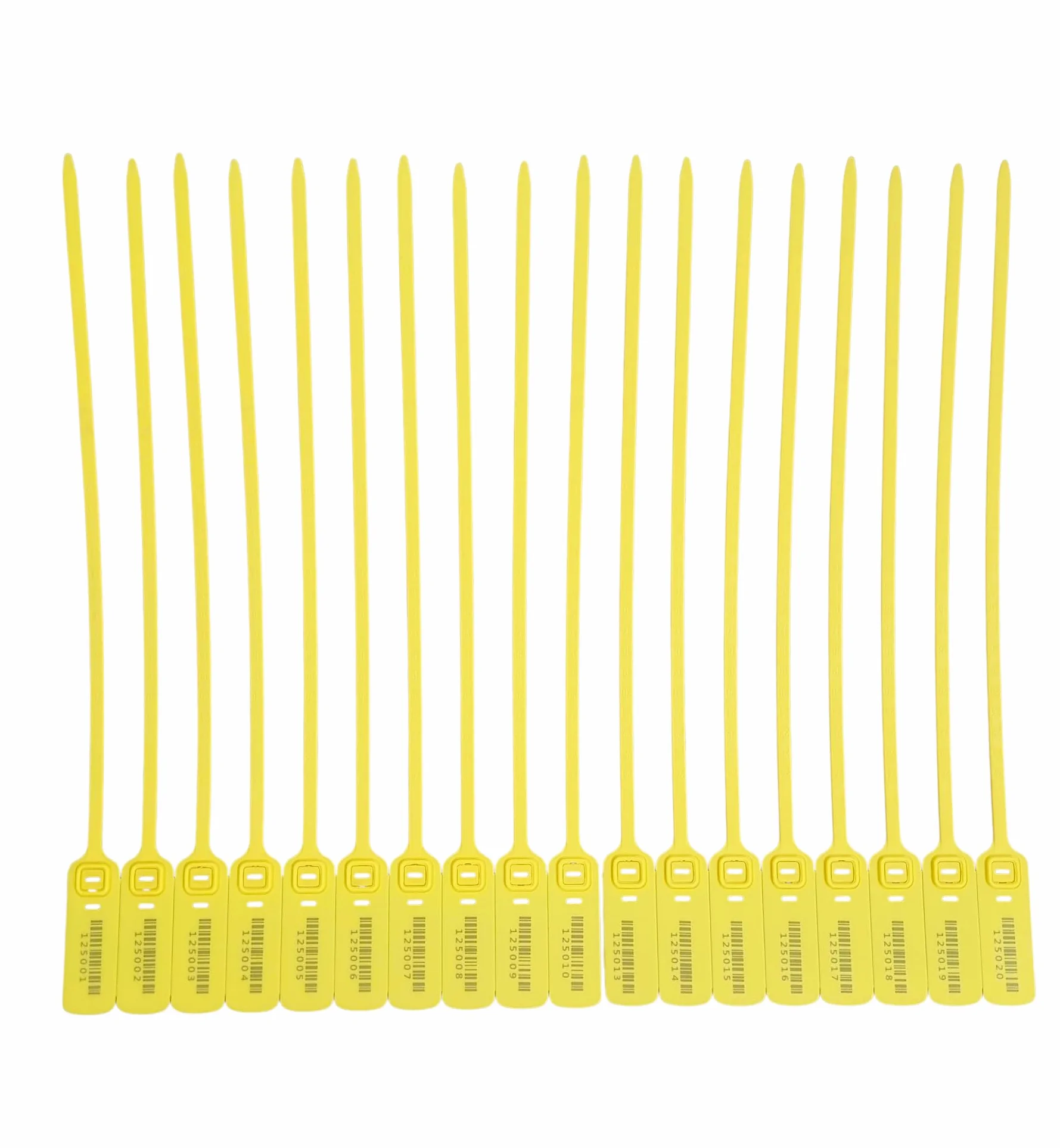 1000 x 40 cm Guarnizione di sicurezza in plastica gialla con cinghia piatta – numerate con codice a barre, antimanomissione – per container, gabbie, carrelli, spedizioni di alto valore