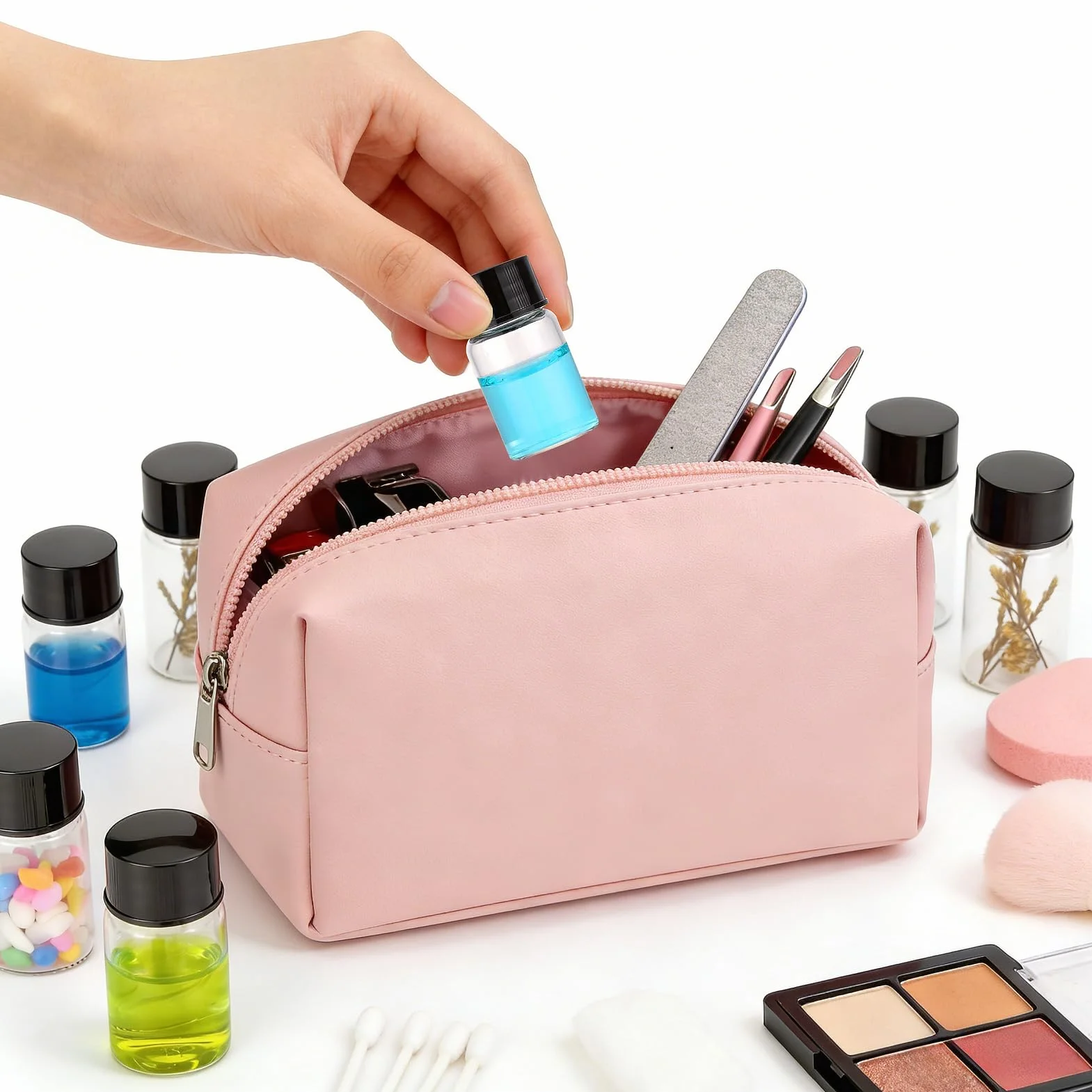 Mini flaconcini trasparenti in vetro 7 ml con tappo a vite nero, contenitori da viaggio per test di laboratorio, confezione da 16