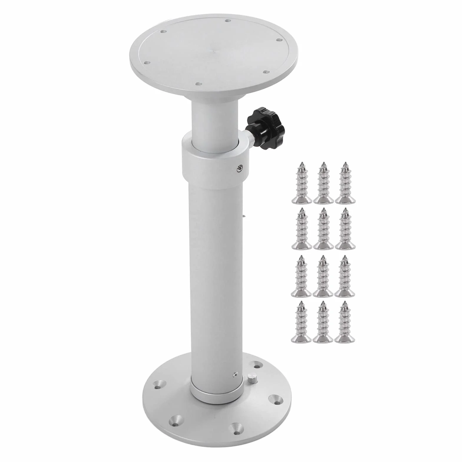 Gamba del Tavolo Rimovibile 445‑685 Mm Supporto Telescopico in Lega di Alluminio Regolabile in Altezza Supporto da Tavolo per Camper Argento Satinato per Camper e Yacht