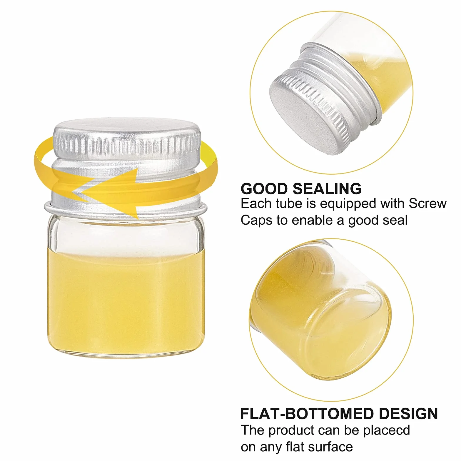 BENECREAT 20 pz Bottiglie di Vetro Sgillate da 5 ml con Tappo A Vite In Alluminio, Flacone Campione Liquido Trasparente per Flacone Messaggio, Bottiglia Dei Desideri