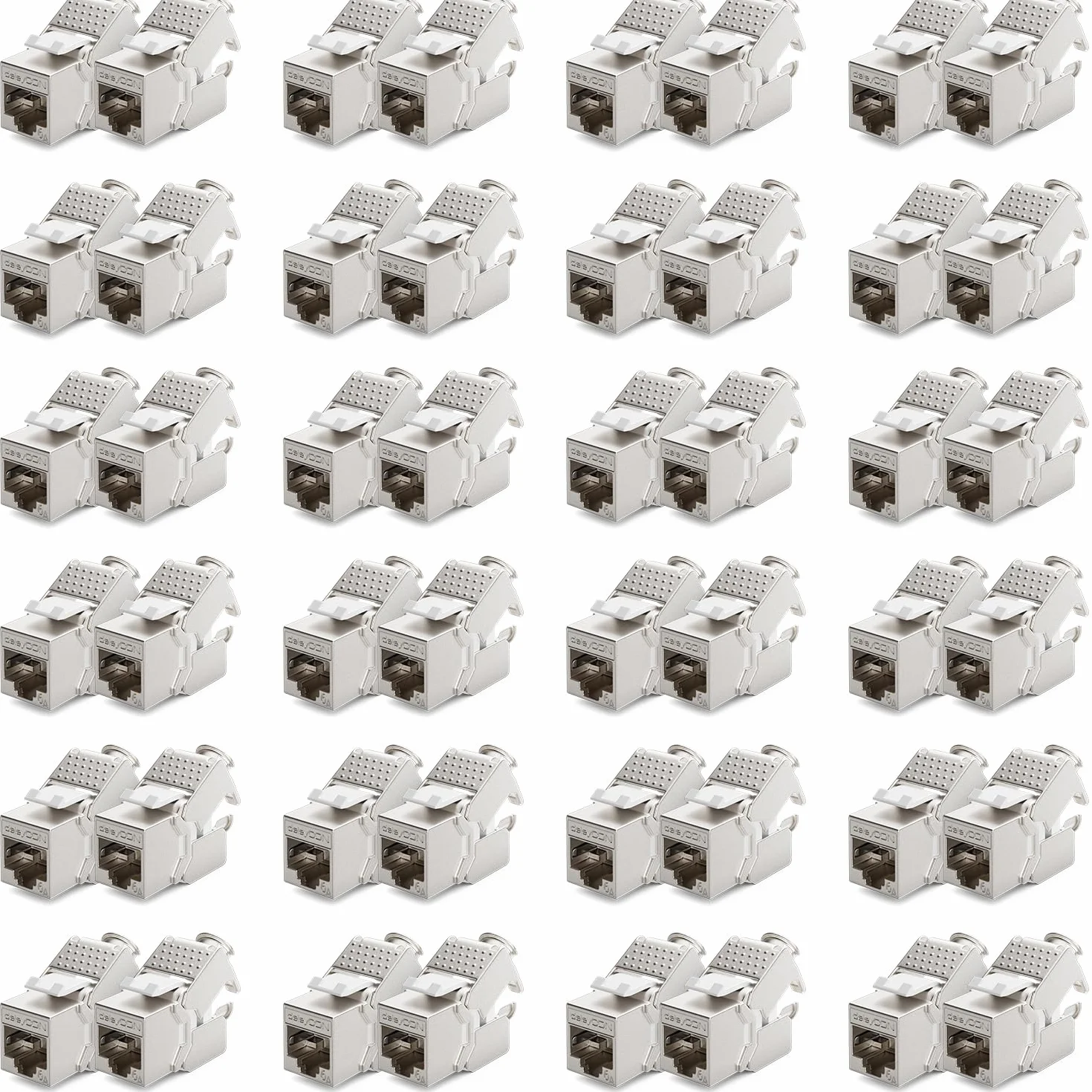deleyCON 48x Modulo Keystone Presa CAT 6a STP RJ45 Completamente Schermata Senza Attrezzi Grazie al Montaggio a Innesto 500Mhz 10GBit/s