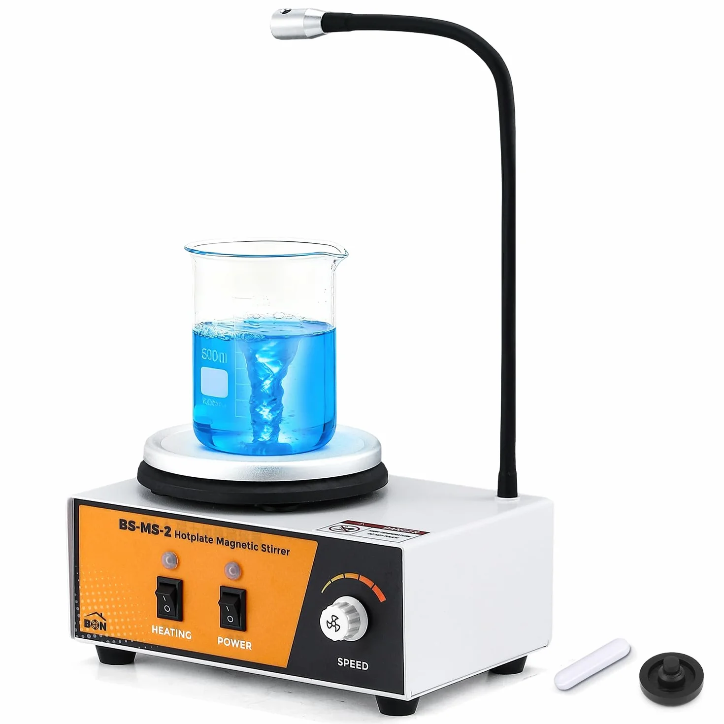 Bonvoisin Agitatore Magnetico con Piastra Riscaldante, Mixer da Laboratorio da 2L 0-2600rpm 100℃ con Asta di Supporto Sensori Flessibile, 120 * 120mm 180W Potenza di Riscaldamento (EU)