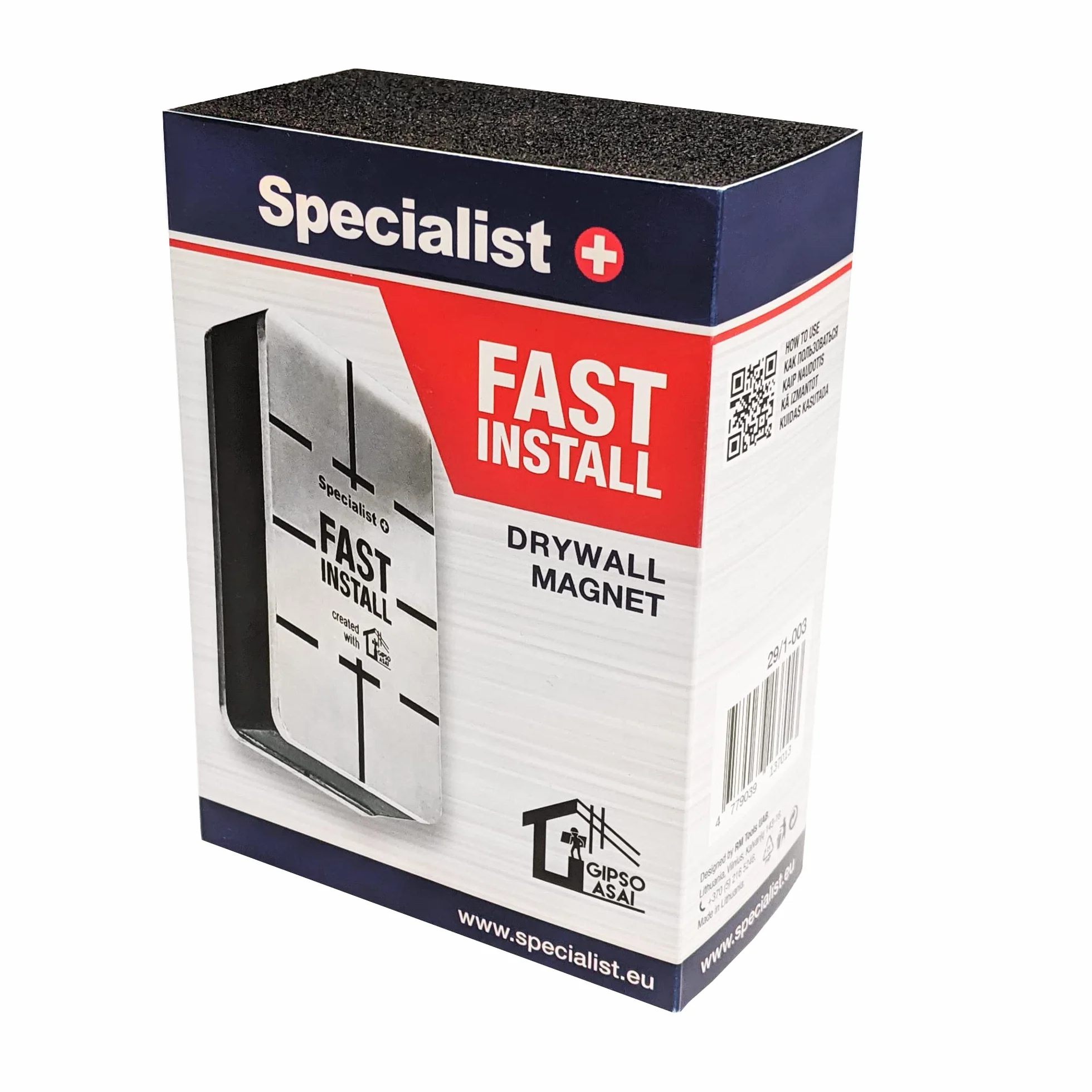 Specialist+ 2 pezzi FAST INSTALL - Magnete in gesso e cacciavite a martello per l'installazione di cornici metalliche in cartongesso | Set di strumenti ausiliari per il fissaggio del profilo portante