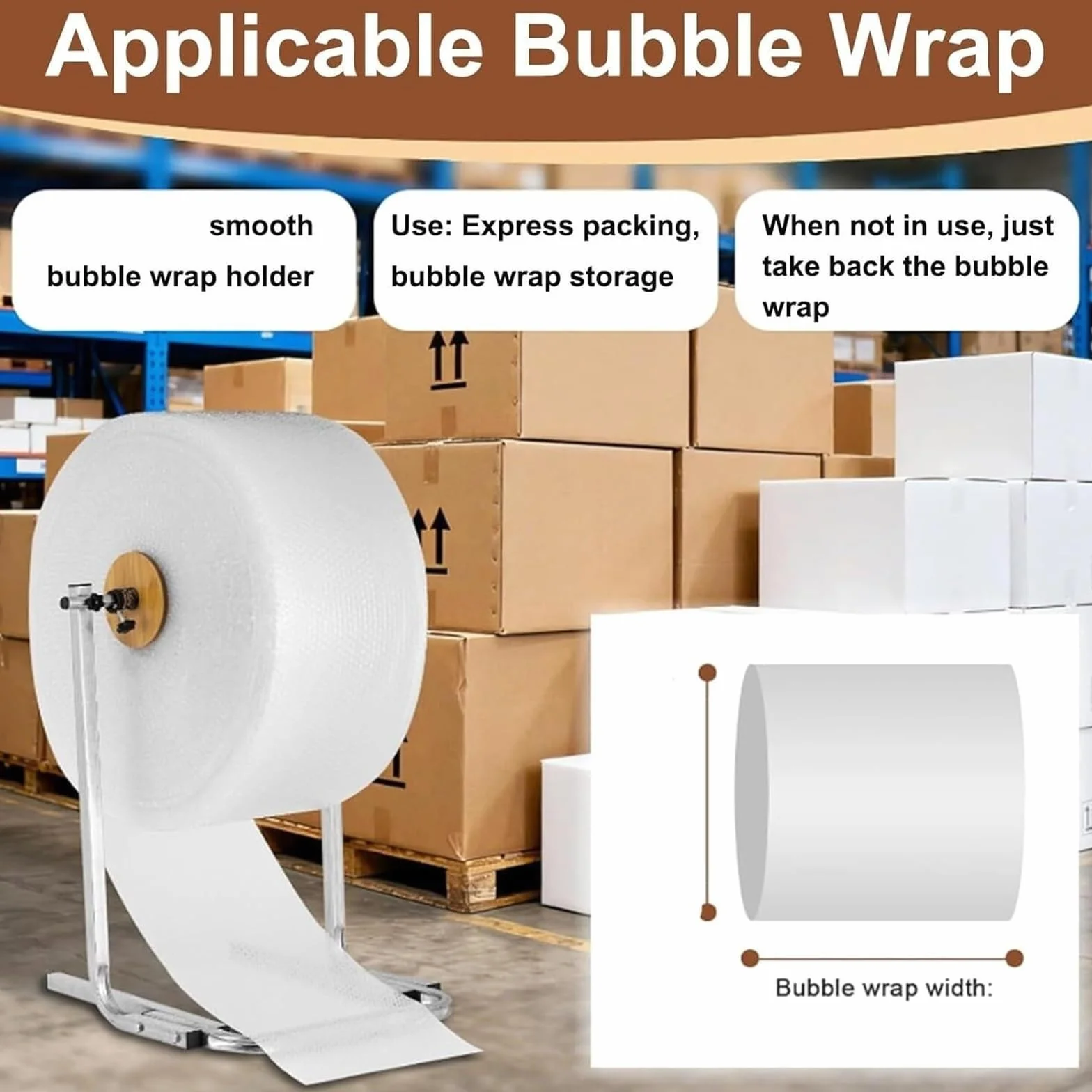 Dispenser manuale da tavolo per rotolo di pluriball, supporto pieghevole in schiuma per cuscino a bolle per imballaggio, trasloco e spedizione