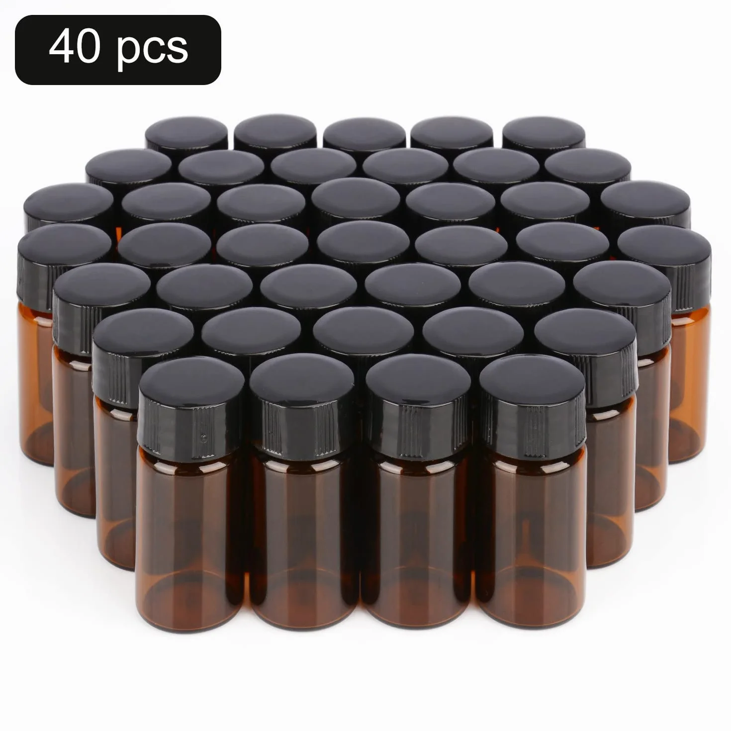 stonylab Viali Campione in Vetro Marrone con Tappo a Vite, Flacone per Campionamento Liquido Flacone Reagente in Vetro Ambra, Capacità 10 ml, Confezione da 40