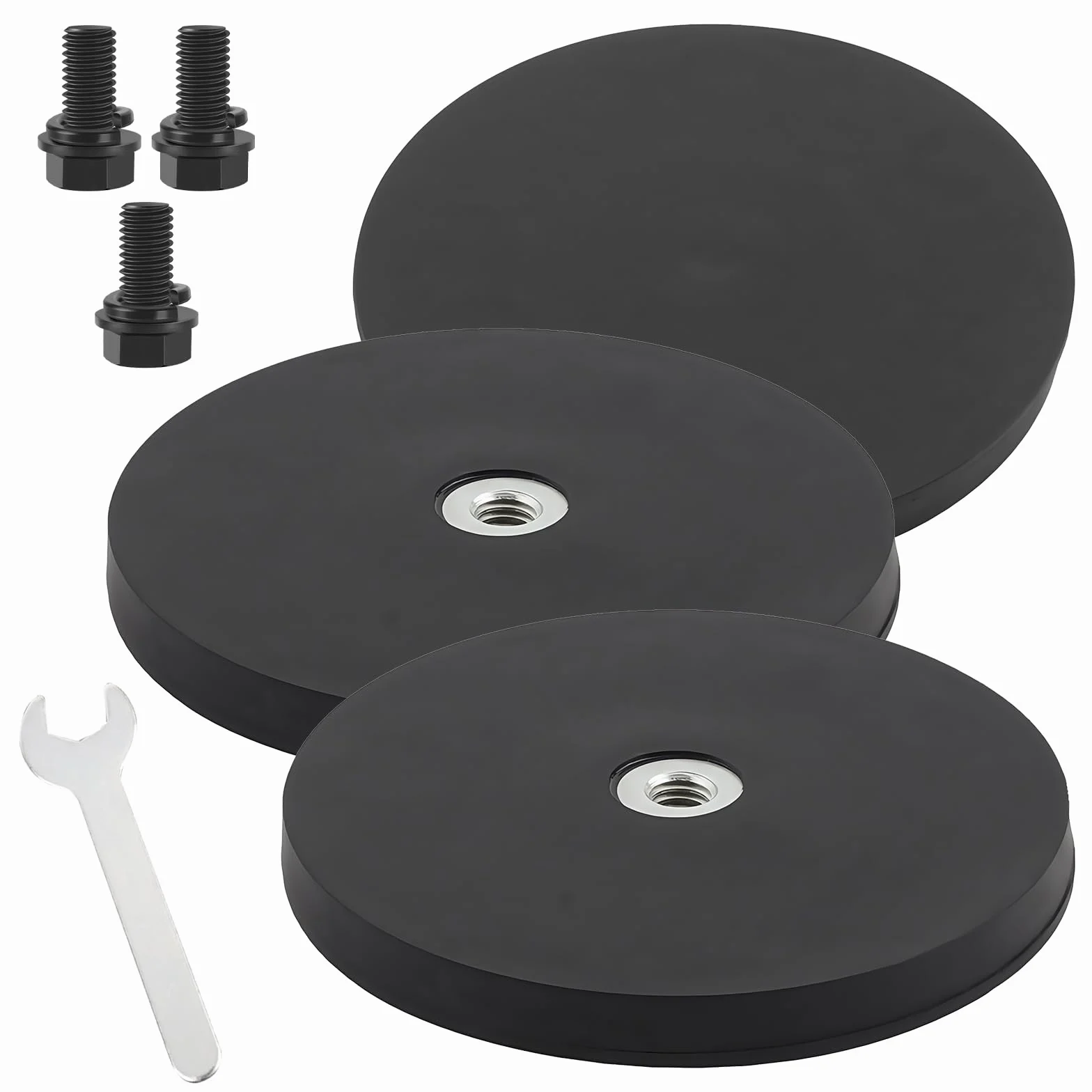 Magneti al neodimio gommati Ø 88 mm filettatura esterna M6 forza adesiva 30 kg magnete avvitabile