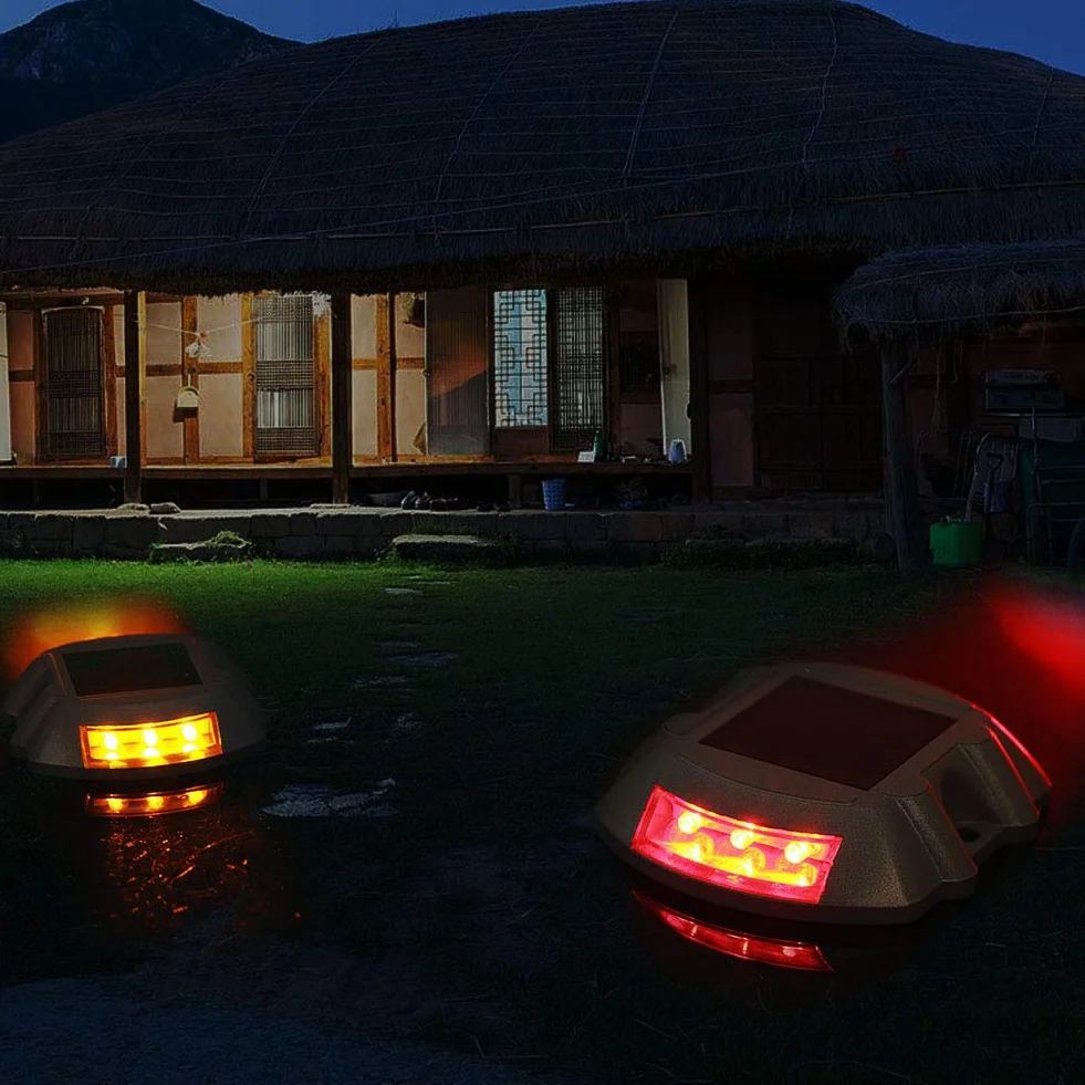 Luci Solari per Deck, Luci LED Road Studs, Lampada di Sicurezza Stradale Lampeggiante di Avvertimento, Marcatura Quadrata per Recinzione Esterna (Blu)