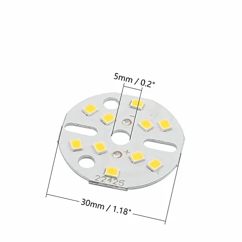 Othmro Chip LED da 5 W, diametro 32 mm, 2835 SMD LED, lampadina in alluminio 15-17 V, bianco caldo 3000 K, 120 lm, 5 pezzi