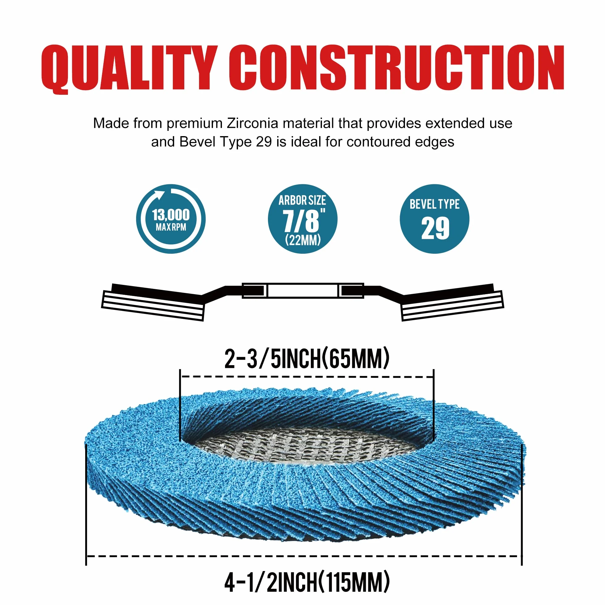 EZARC Disco Lamellare 10 Pezzi, Dischi Lamellari Ø 115mm x 22 mm, Grana 40 Dischi Abrasivi Lamellari, Adatto per Acciaio Inossidabile Metallo e Legno per Smerigliatrice Angolare