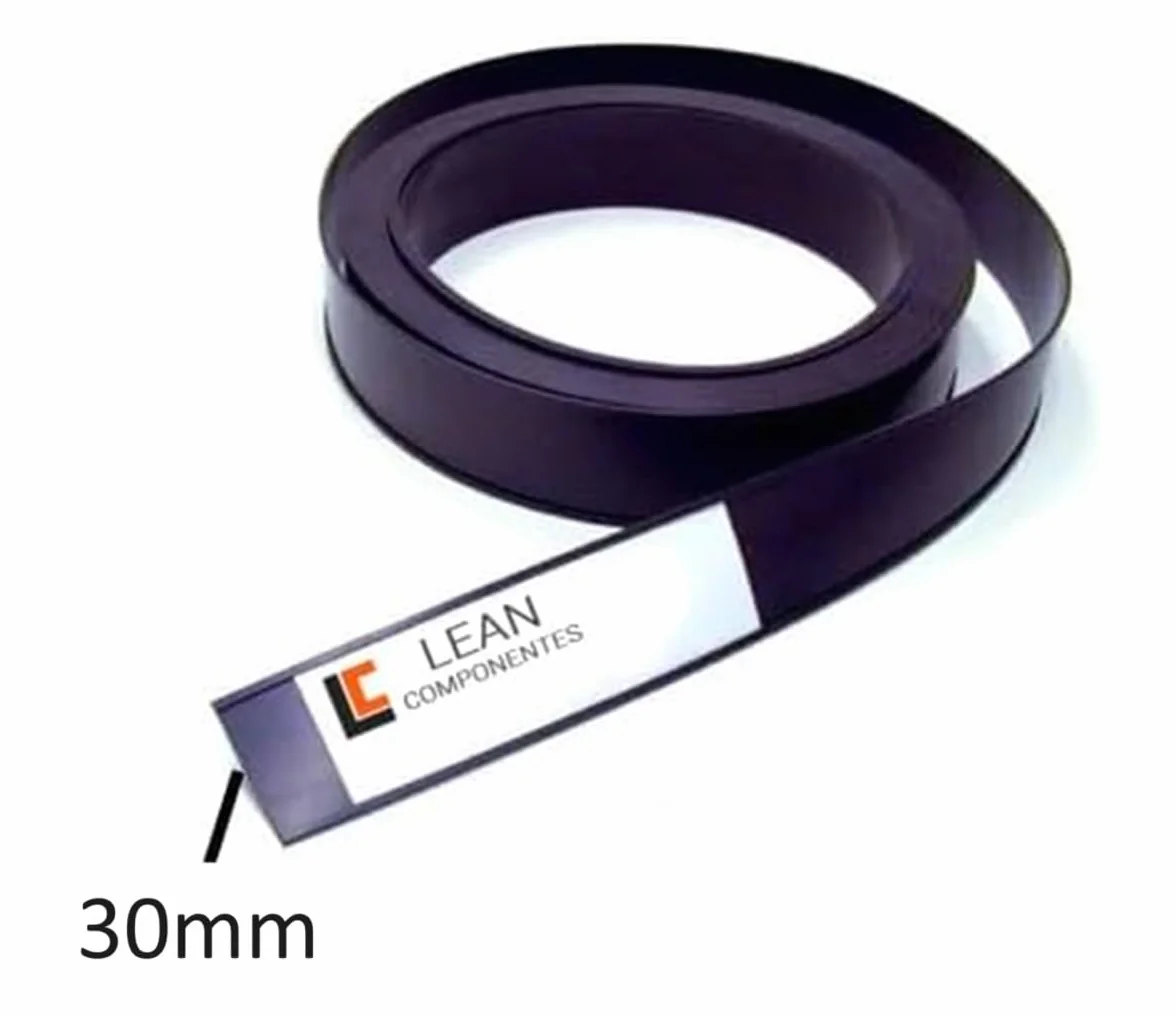 10 metri lineari di profili magnetici al metro per scaffalature o superfici metalliche. Profili di tipo C di qualità industriale. Etichette magnetiche larghezza 30 mm. Vendita su una striscia di 10