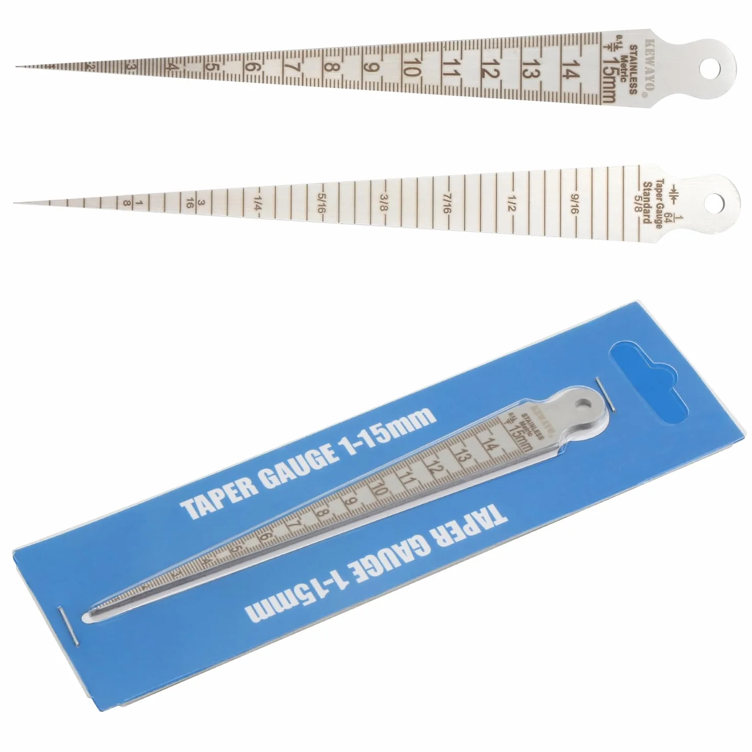 Gap Taper Gauge 1-15mm 1/32-5/8 pollici acciaio inox spessore calibro saldatura