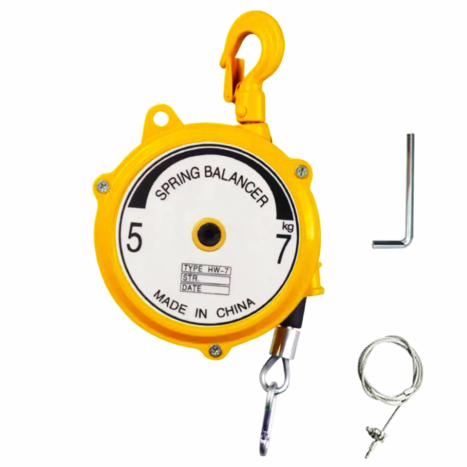 Bilanciatore a molla 5-7 kg, lunghezza 1,9 m, resistente, molla retrattile, strumento di bilanciamento, attrezzatura per appendere cavi metallici