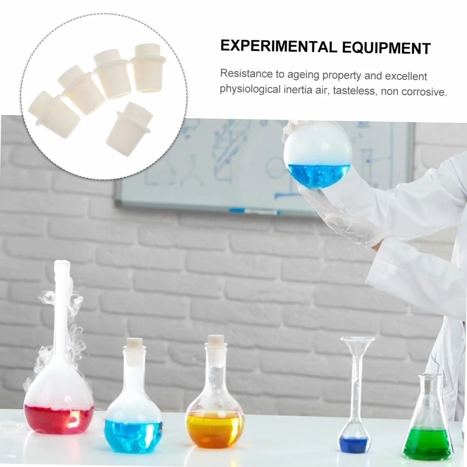 Tappo Bottiglia in Silicone Beige 5 Pezzi ULTECHNOVO, Tappo di Tenuta Resistente al Freddo per Provetta e Laboratorio