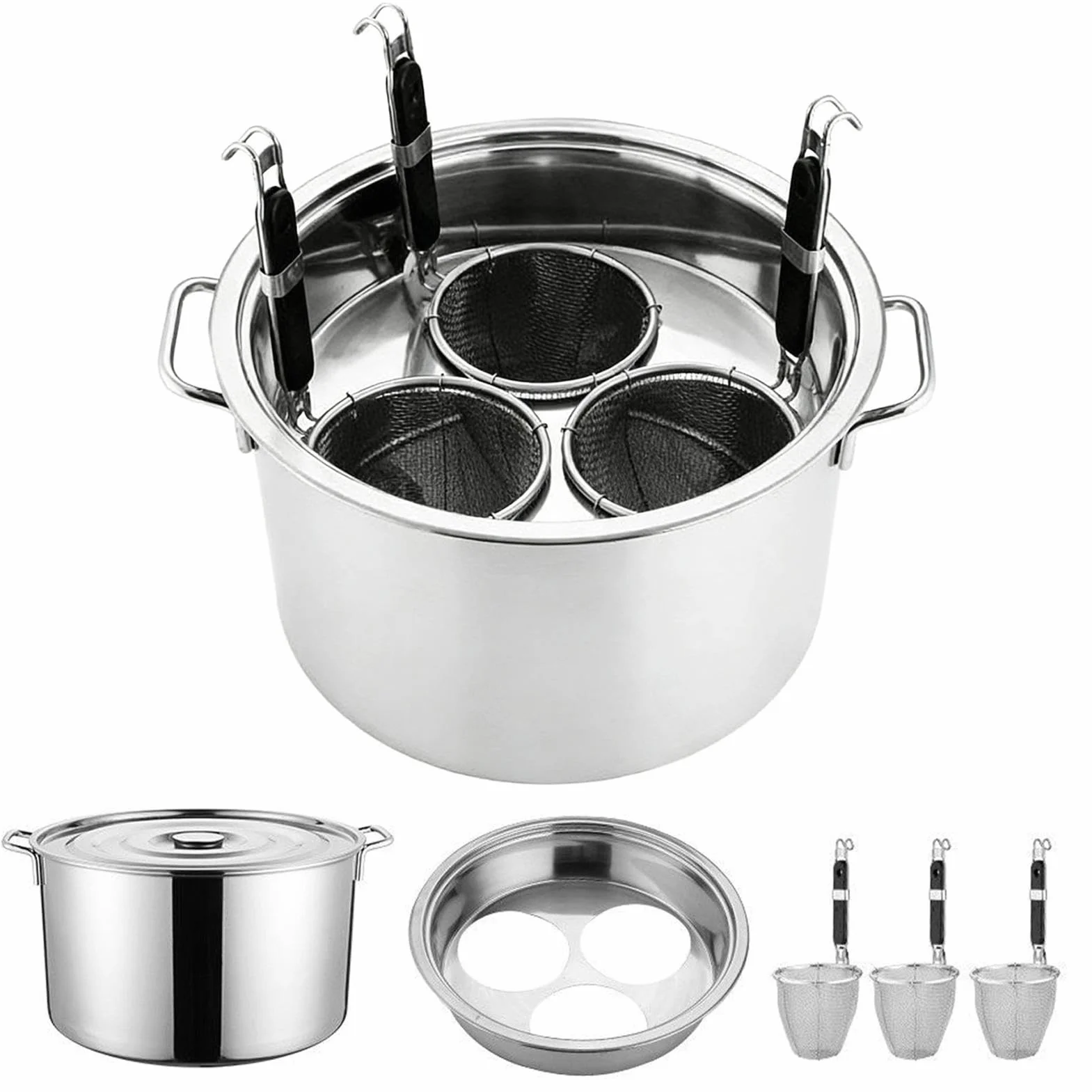 Pentola Per Pasta Con Colino Incorporato in Acciaio Inossidabile | Cuocispaghetti e Vaporiera Per Cucinare Preparare Pasti per Famiglia Festività