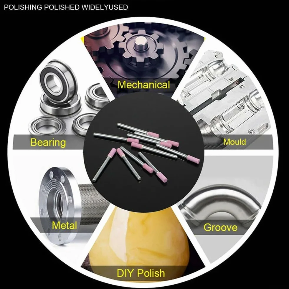 Kit di accessori per smerigliatrice rotante con 10 strumenti per lucidare e rettificare pietre in ceramica per metallo e finitura bordi