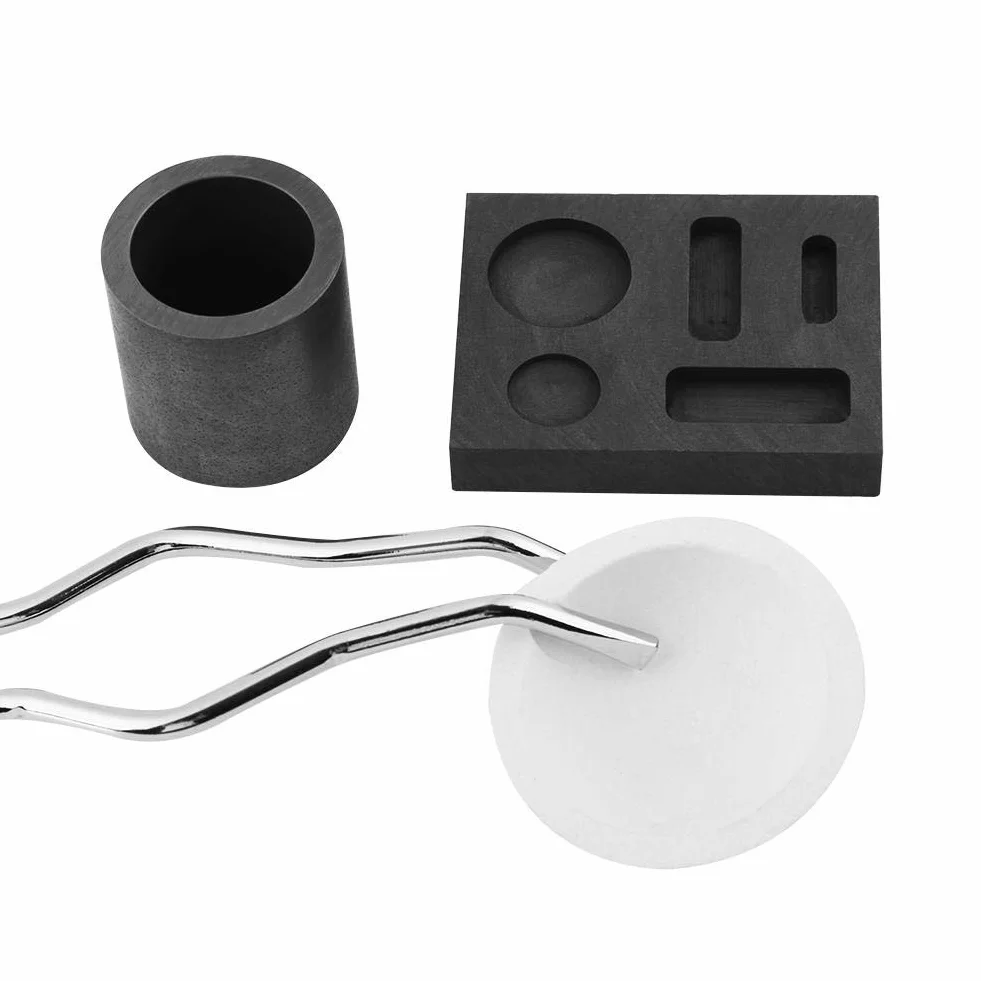 Vikye Kit per crogiolo di Grafite, crogiolo di Grafite ad Alta purezza + tenaglie + Ciotola + Stampo per Kit di Fusione Torcia lingotto Combinato