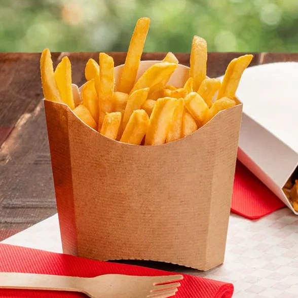 Generico Scatola fritti patatine 13,5x8,5x16 cm 165g kraft bio asporto riciclabile biodegradabile food - 200 pezzi