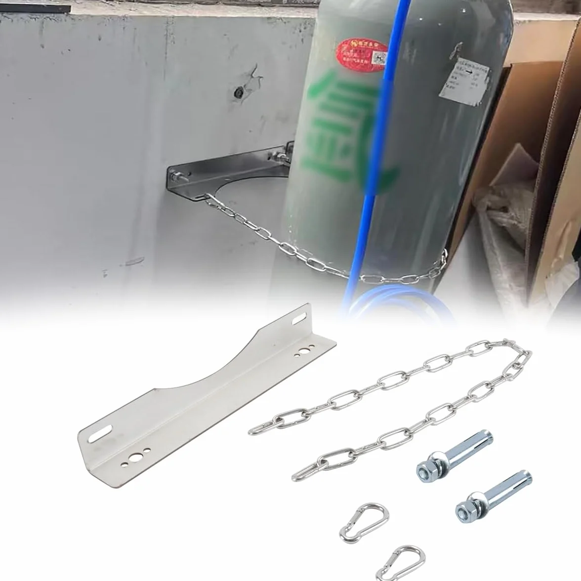 Alide Supporto Per Bombola Di Gas, Supporto Semplice in Acciaio Da 8-40 Litri, Catena Di Ferro, Supporto Per Bombola Di Ossigeno, Azoto, Acetilene