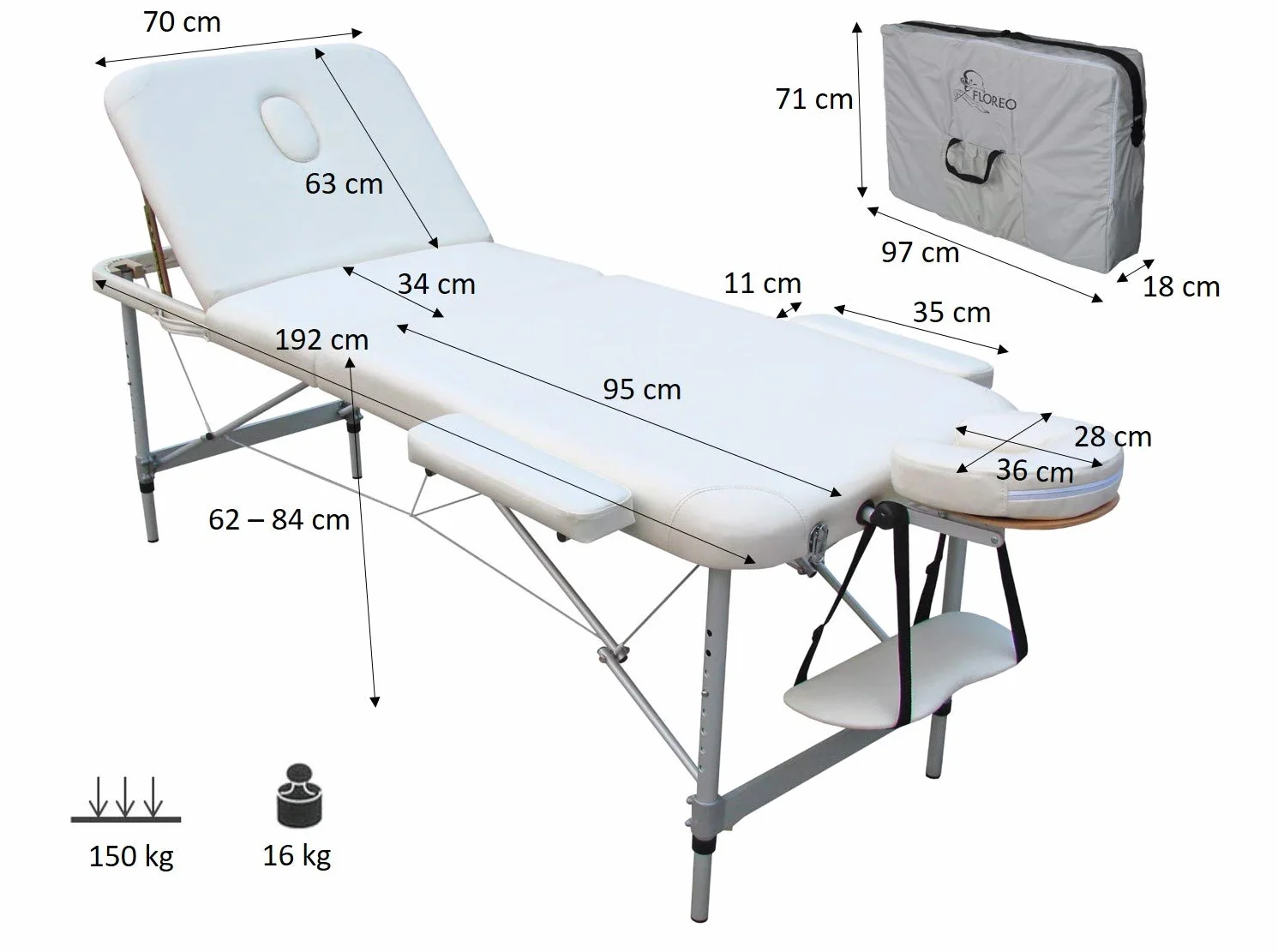 EUROPA Lettino Portatile in Alluminio per Massaggi, Estetica, Tattoo e Terapie - Leggero, Regolabile e Resistente, Ideale per Professionisti e Centri Estetici (Blue)
