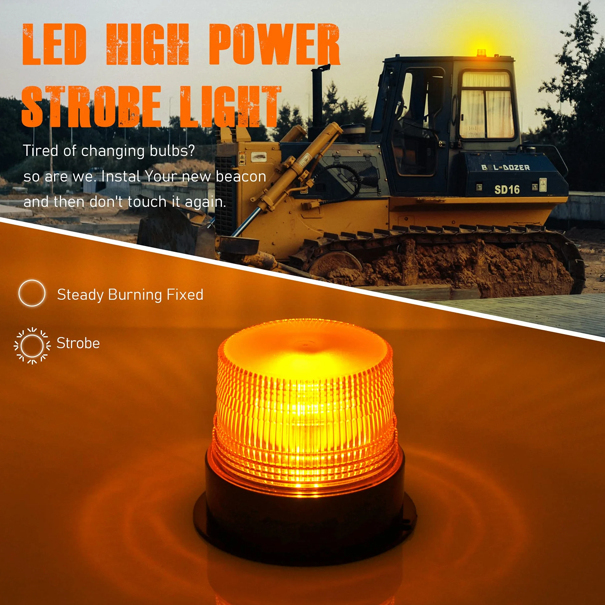 Dinfu Luce di avvertimento a LED senza fili 12 V Strobe Beacon Luci lampeggianti ricaricabili di emergenza ambra luci per auto camion con magnetico