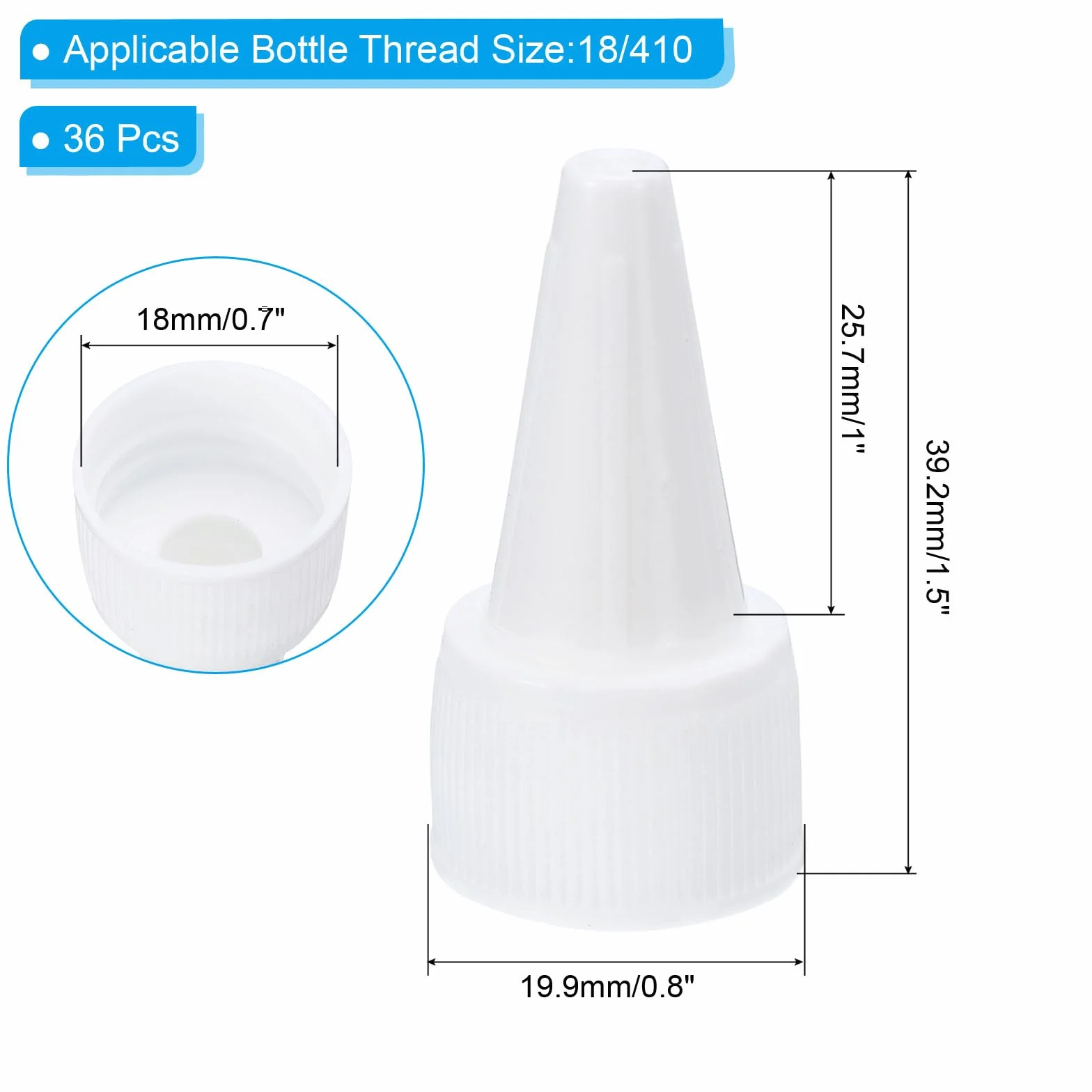 PATIKIL Tappi Bottiglia a Spirale 18/410, 36 Pezzi, Plastica con Guarnizione in Schiuma, Bianco