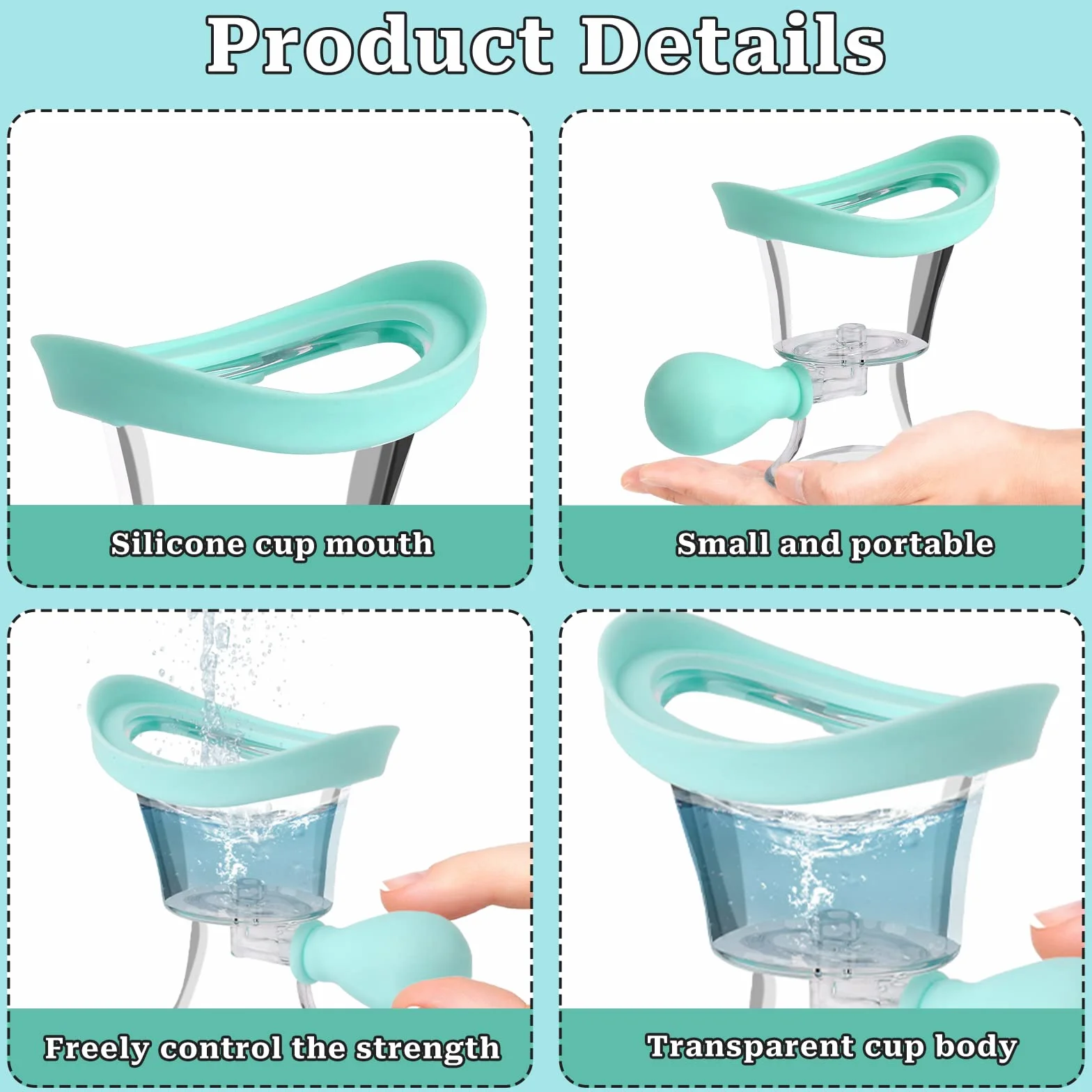Bicchiere per il lavaggio degli occhi, in silicone, per la pulizia degli occhi, manuale della pressione dell'aria, strumento portatile per la cura degli occhi per lenire gli occhi stanchi, per la