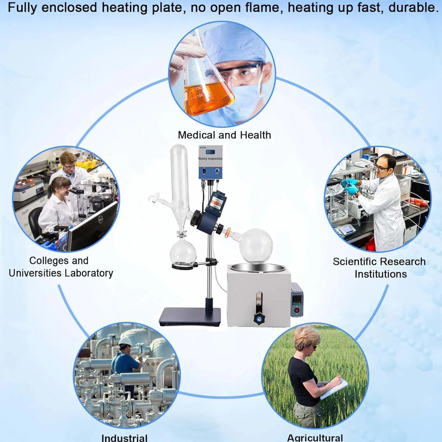 Evaporatore rotativo 2L Evaporatore Rotavapor Dispositivo Rotavapor con Bagno D'acqua per Laboratorio Controllo Digitale Evaporatore sottovuoto con Sollevamento Manuale 110V 0-120 R/min Lab