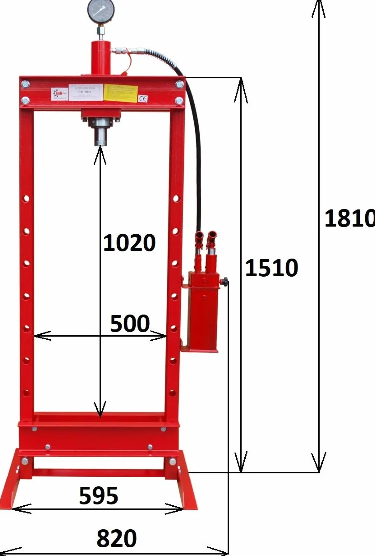 Carmax - Pressa da officina 20T con 2 pompe + raccordo a pressione, set da 52 pezzi + set di mandrini a pressione, 8 pezzi