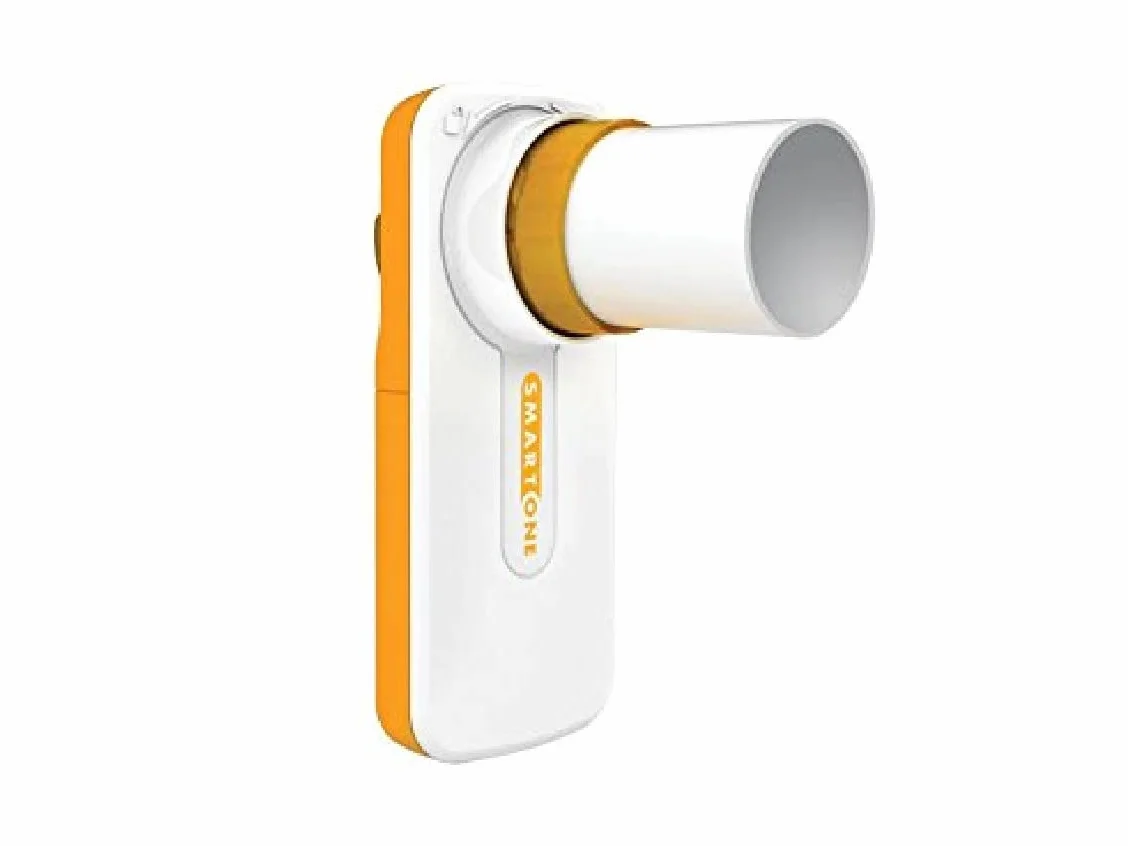 MIR - SMART ONE, PEF Picco di Flusso Espiratorio e FEV1 Volume Forzato Espirato in un Secondo, Wireless, Portatile, Bluetooth, Età Pediatrica ed Adulti, per Uso Domestico, Batterie AAA incluse