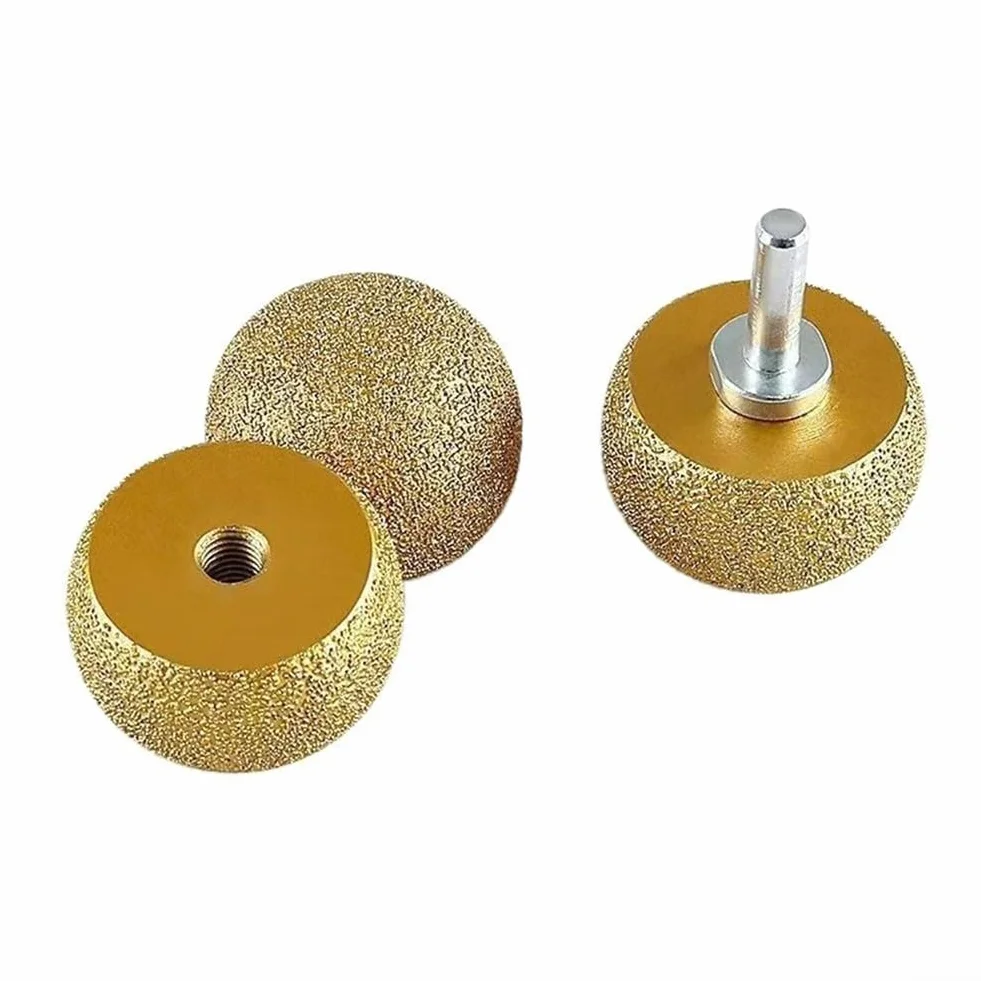 Mola diamantata a forma di fungo 10 mm per smerigliatrice angolare brasata vetro pietra finitura oro 3 pezzi