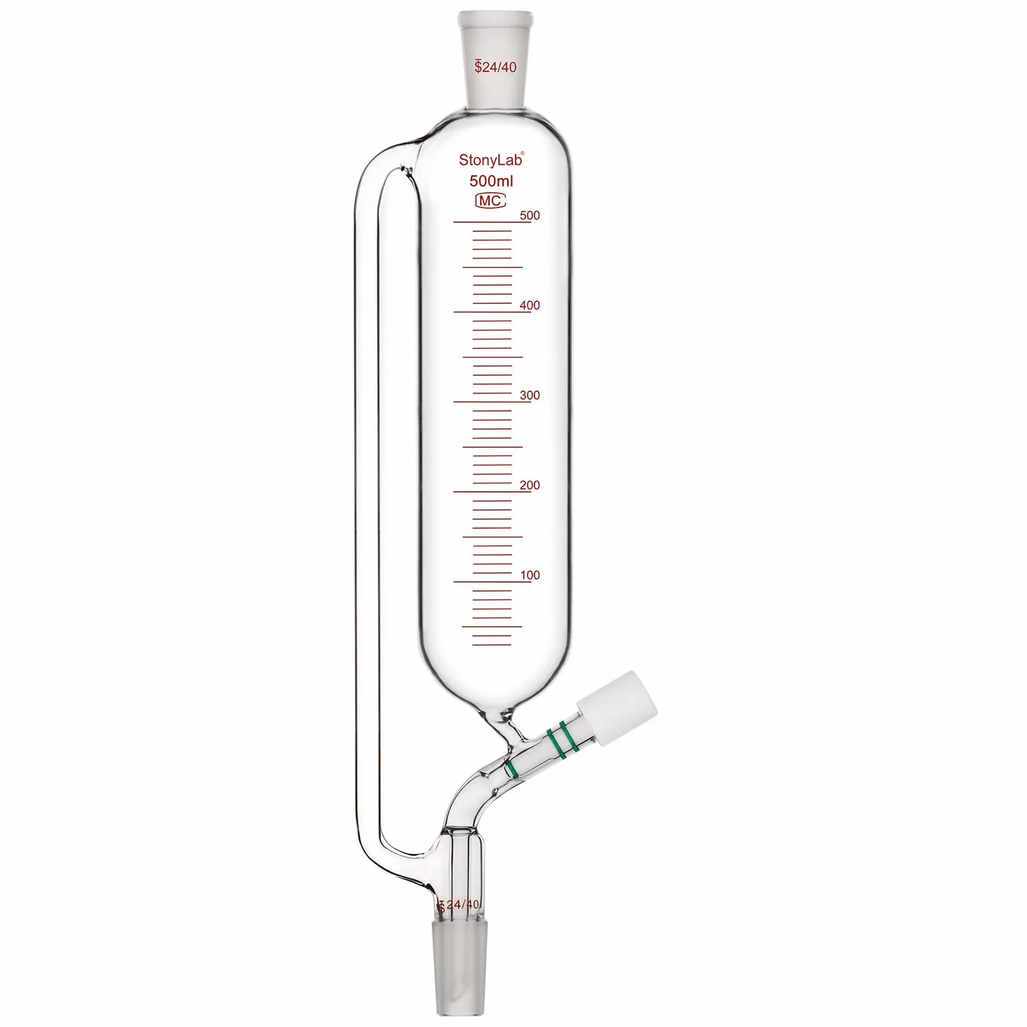 stonylab Pressione Graduata Equalizzazione Aggiunta Imbuto, Vetro Borosilicato Imbuto di Caduta con 24/40 Congiunto Valvola ad Alto Vuoto per Laboratorio Vetro Ulteriori Imbuto, 500 ml