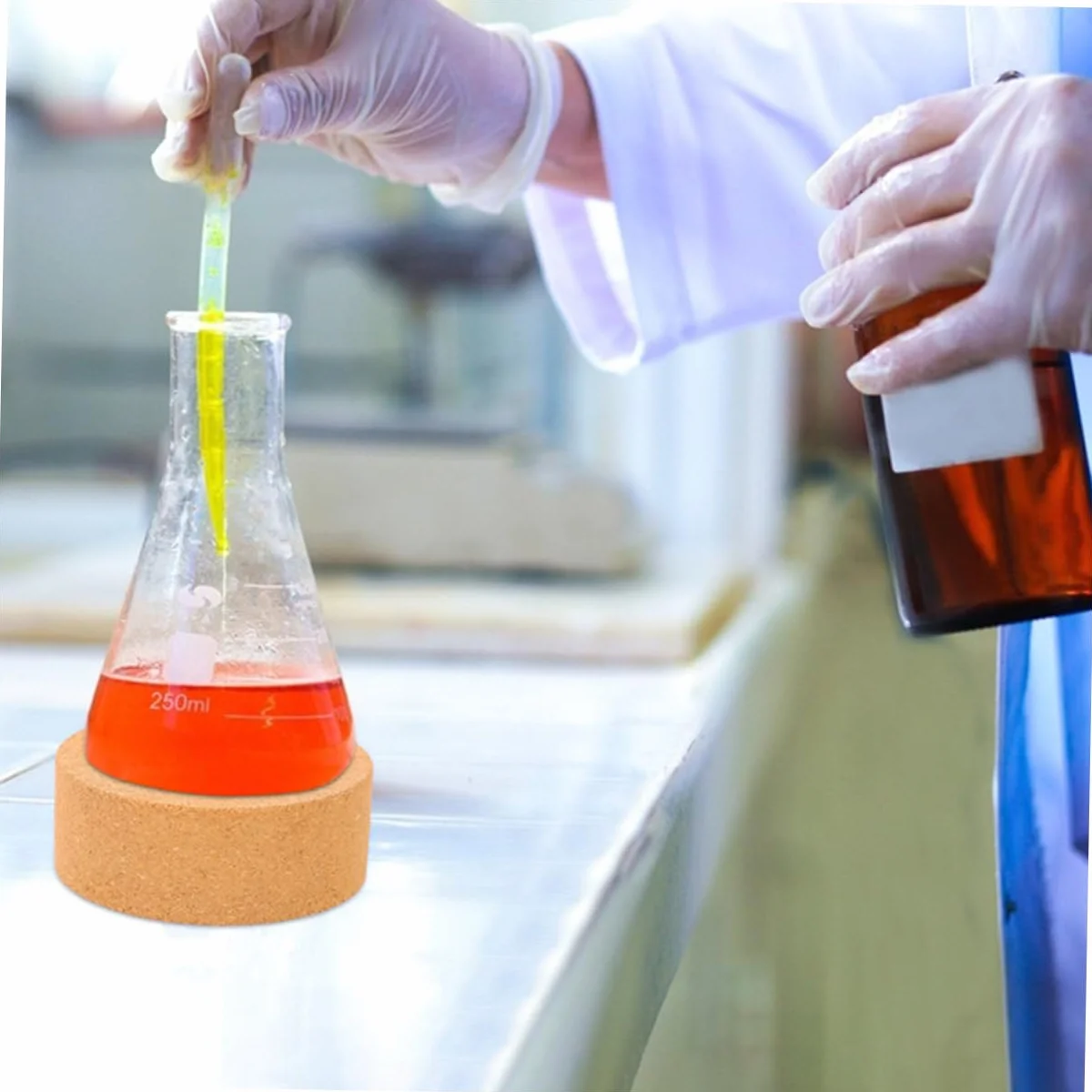 Ciieeo porta fiaschetta in sughero tappetino in sughero per fiasco supporto per fiaschetta di sughero In piedi laboratorio supporto con morsetti supporti per fiaschi