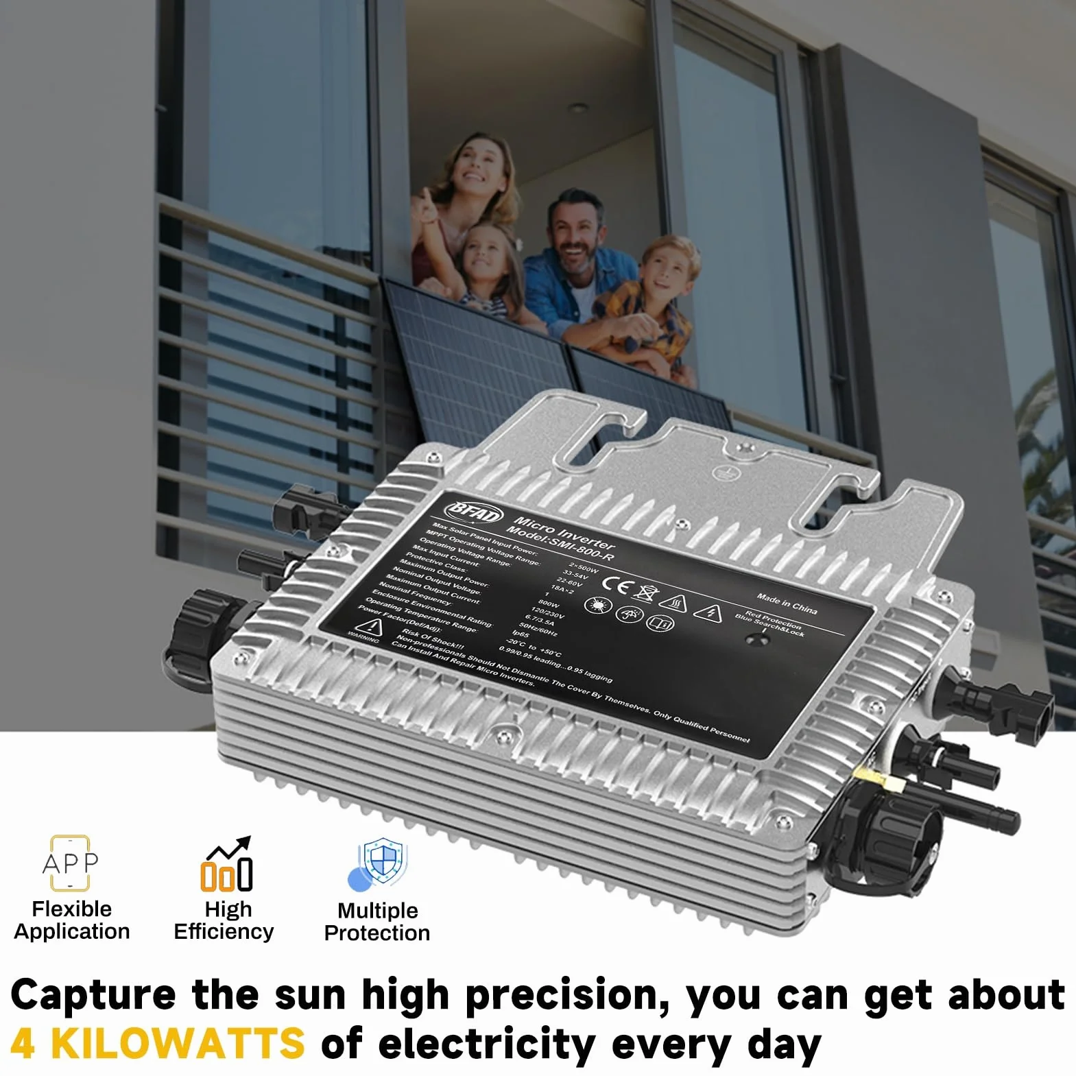 Buyweek 800w MPPT PV micro inverter solare collegato alla rete con sistema di monitoraggio del telefono cellulare WIFI, livello di protezione IP65 (SMI-800W-R)