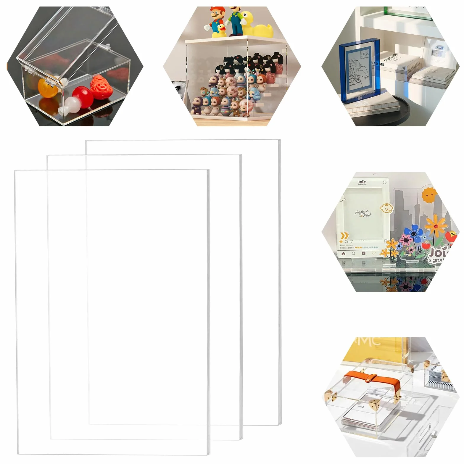 Lastra Acrilica Trasparente A3 420x297 mm, Spessore 3 mm, 4 Pezzi, Lastra Policarbonato, Foglio Acrilico Trasparente per Cornici, Decorazione, Display, Progetti Fai-da-Te