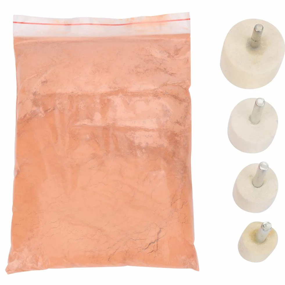 5 Set Polvere per Lucidatura All'ossido di Cerio + 4 Pezzi Ruote per Lucidatura in Feltro di Lana Kit per Lucidatura in Feltro per Intaglio del Legno Scultura in Giada