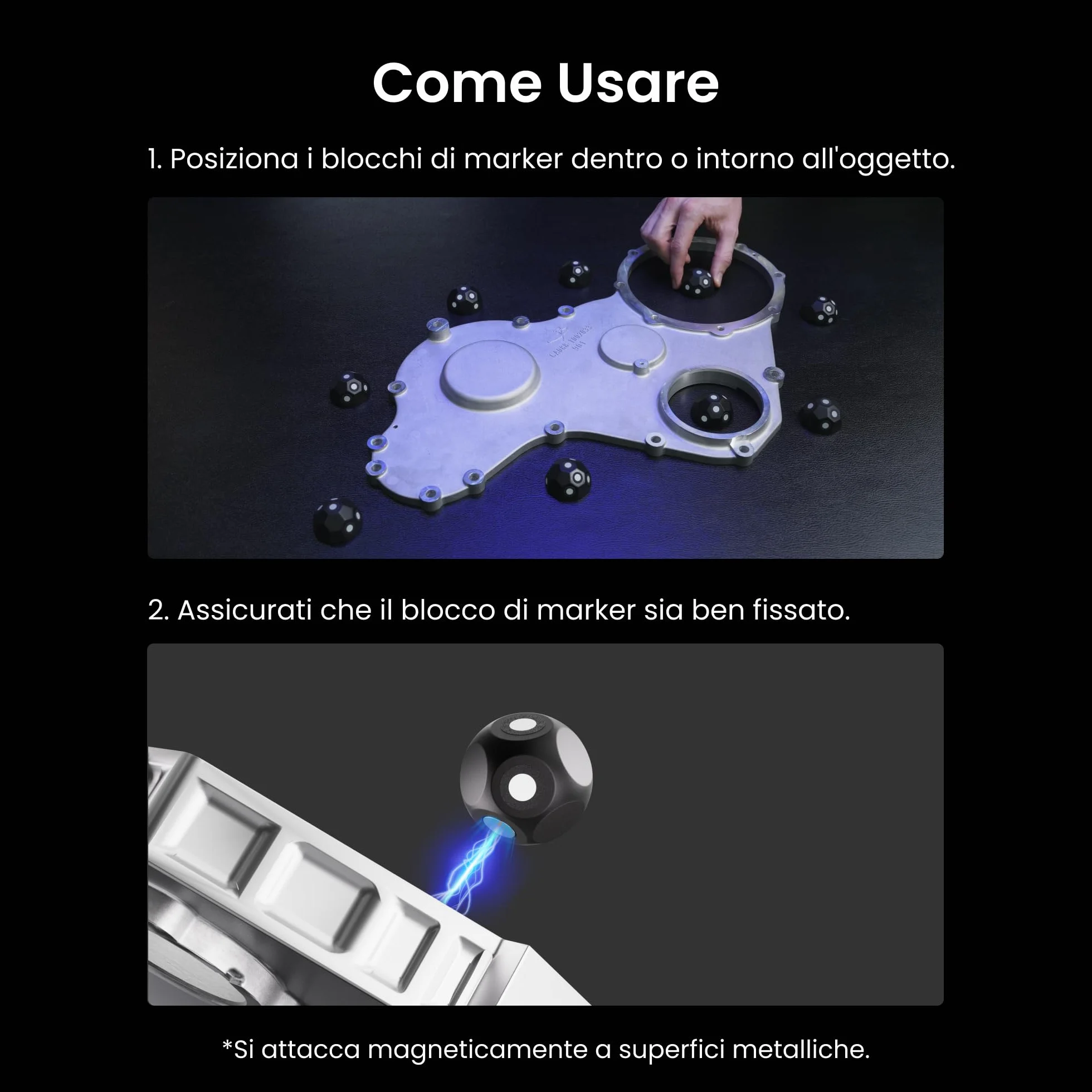 Revopoint Kit di Markers a Sfera Magnetici da 6 Pezzi per la Scansione 3D, Punti di Riferimento 3D per Prevenire la Perdita di Tracciatura e Migliorare la Precisione del Risultato