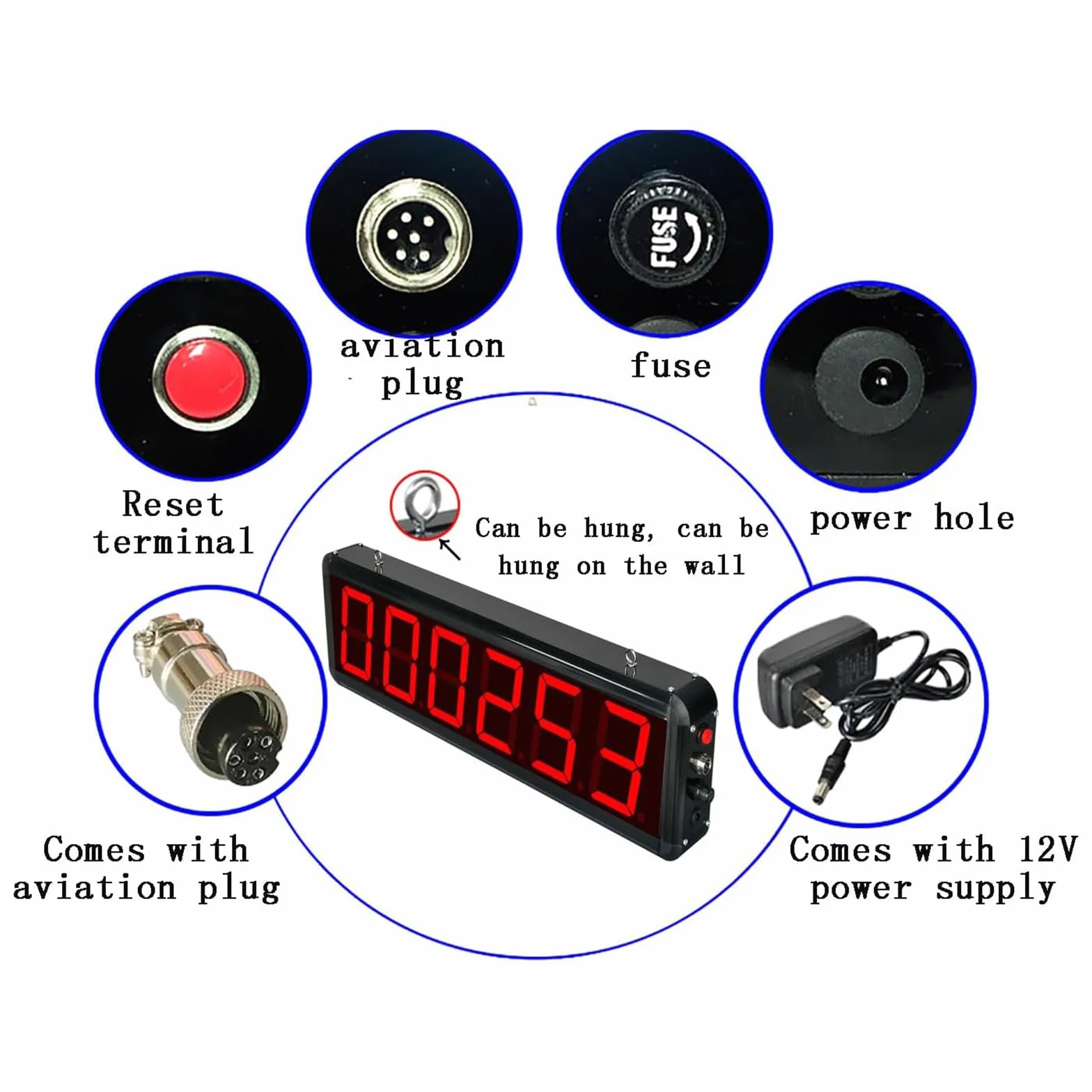Contatore digitale LED con sonda a infrarossi, memoria di spegnimento, fino a 99999 conteggi, gamma sensore 70 cm per automazione di fabbrica e officina
