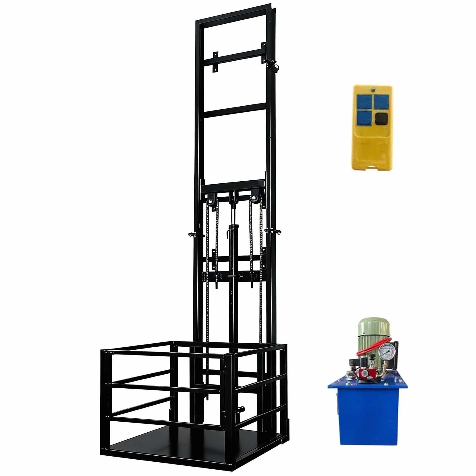 Sollevatore Idraulico For Merci 1T/2204LBS, Piattaforma Verticale For Sollevamento Merci 4M-10M (6.5-16.4FT), Montacarichi For Magazzino Con Telecomando(Black,3M/9.8FT)