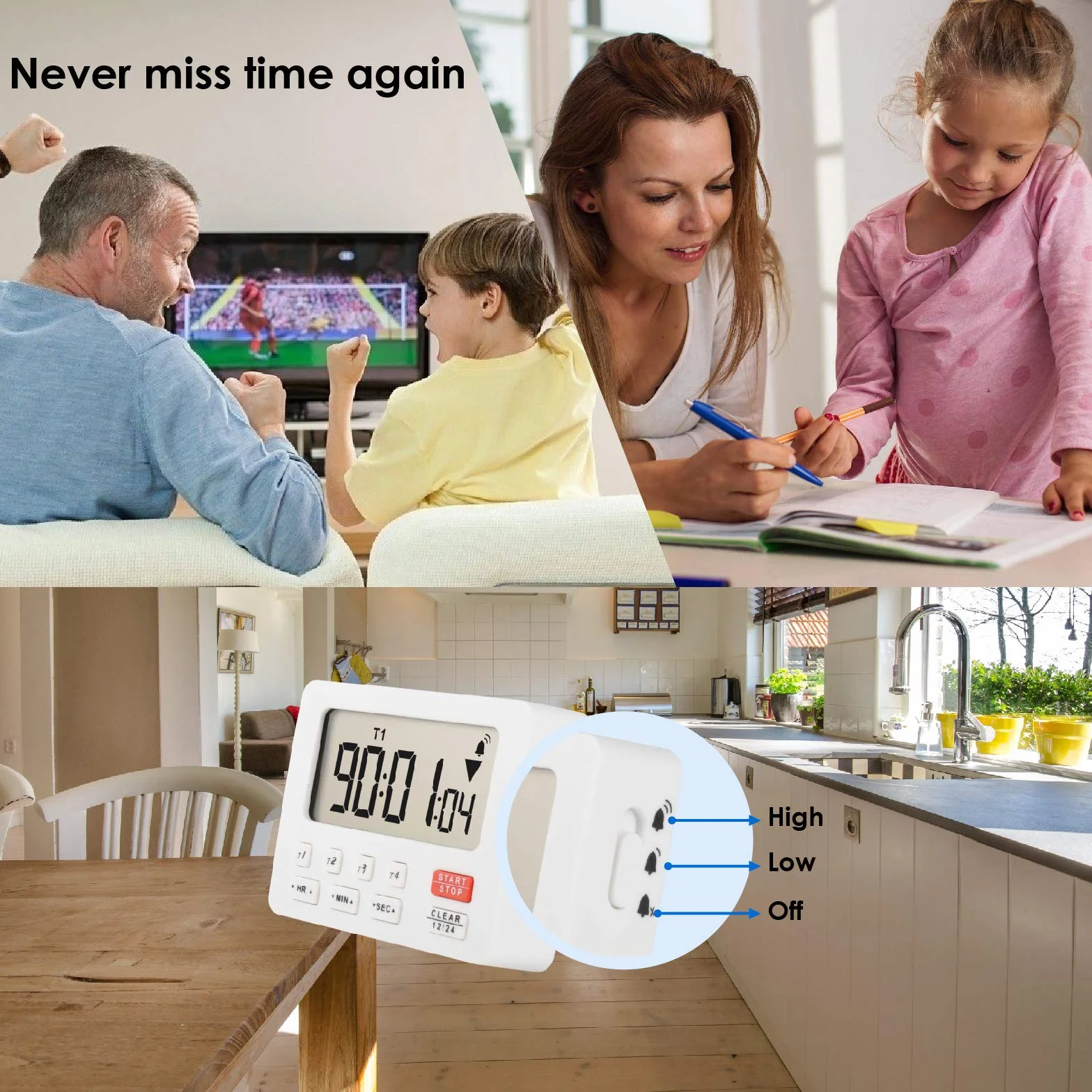 Timer digitale per desktop, cronometro con foro magnetico