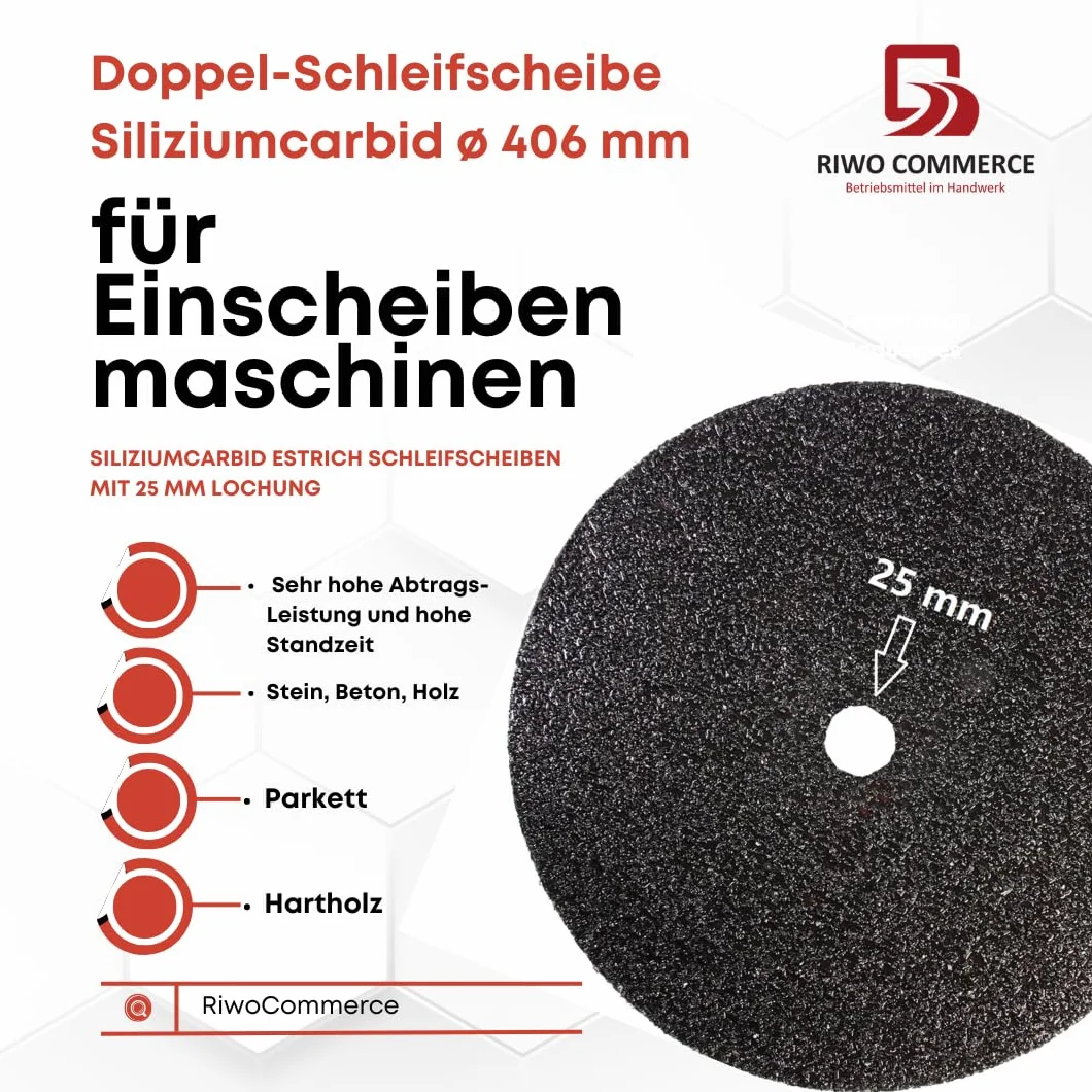 20 unità dischi abrasivi bifacciali Ø406mm, carburo di silicio con foro per vite 25mm, per macchine monodisco, macchine per la pulizia e lucidatura dei pavimenti, ideali per cemento e legno.Grana 36