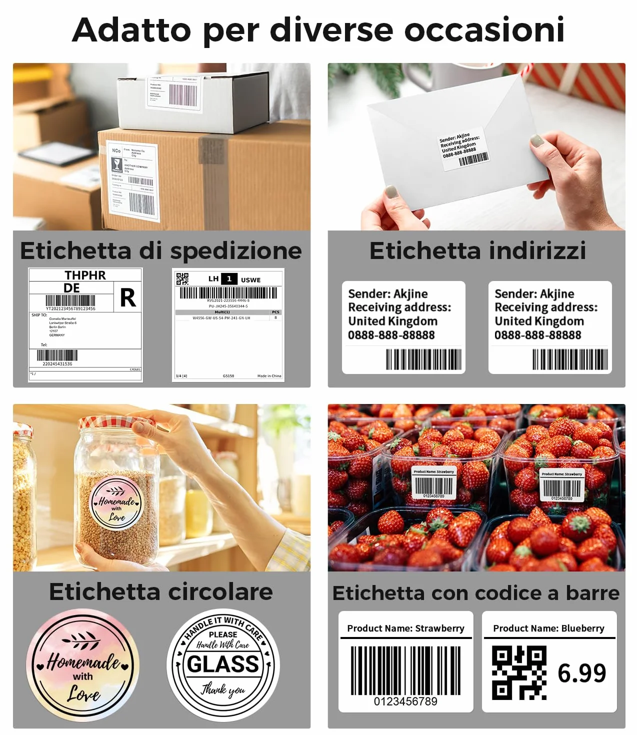 Phomemo Stampante per etichette Bluetooth, stampante termica DHL 4 x 6, etichettatrice Bluetooth Label Printer per codice a barre, Amazon, Etsy, Shopify, DHL, FedEx