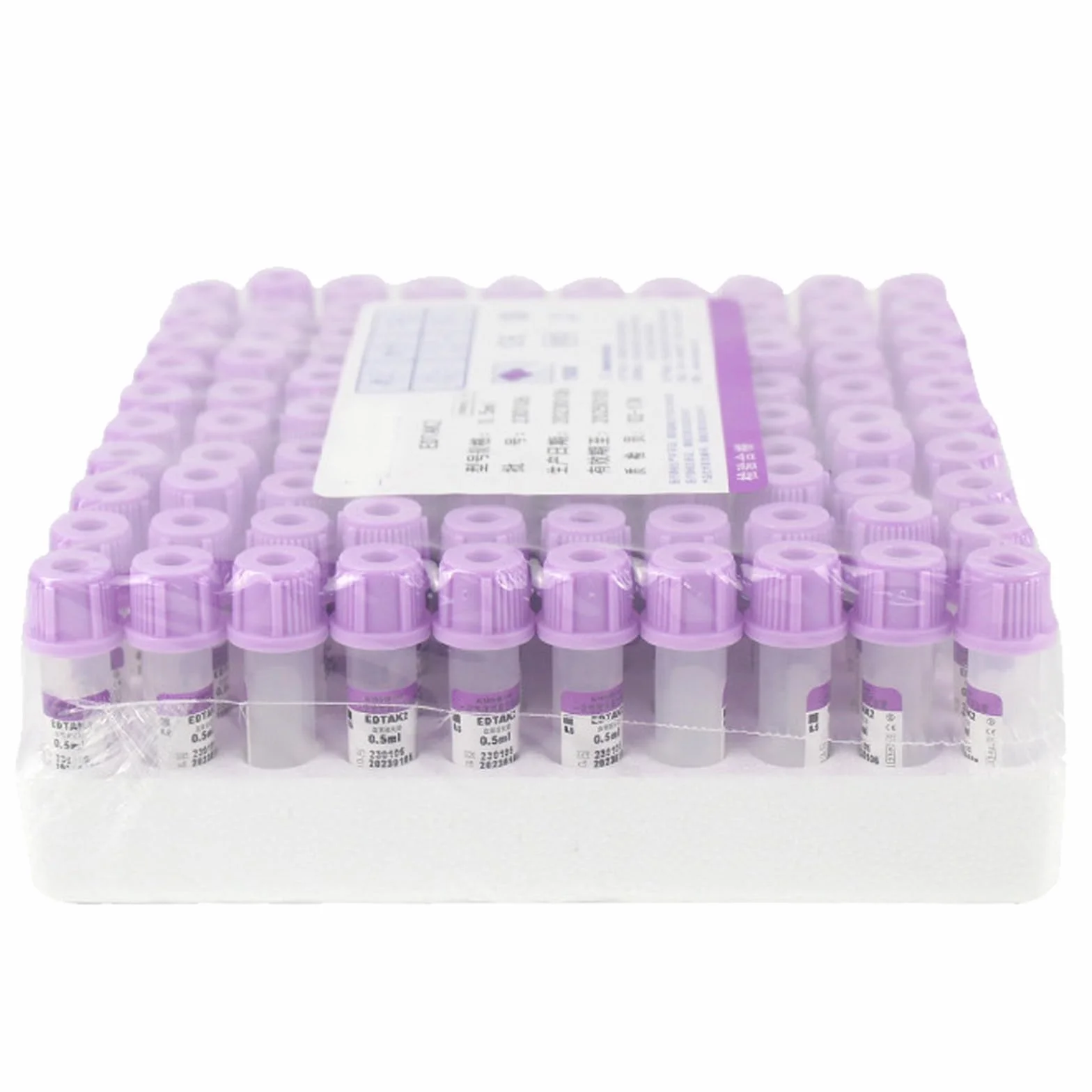 Provetta per Prelievo Di Sangue, Provetta per Prelievo Di Sangue Da 0,5/1/3 Ml, 1 Confezione Da 100, Provetta in Plastica Monouso, Provetta Anticoagulante Edtak2, Per Laboratori,0.5ml