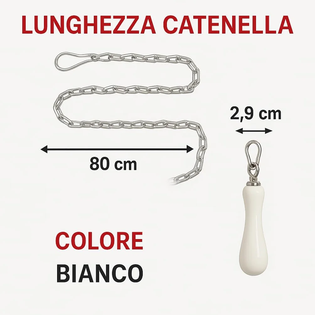 Catenella a maglia ovale con Pull in ceramica bianco per cassetta wc alta HYDRO HOME