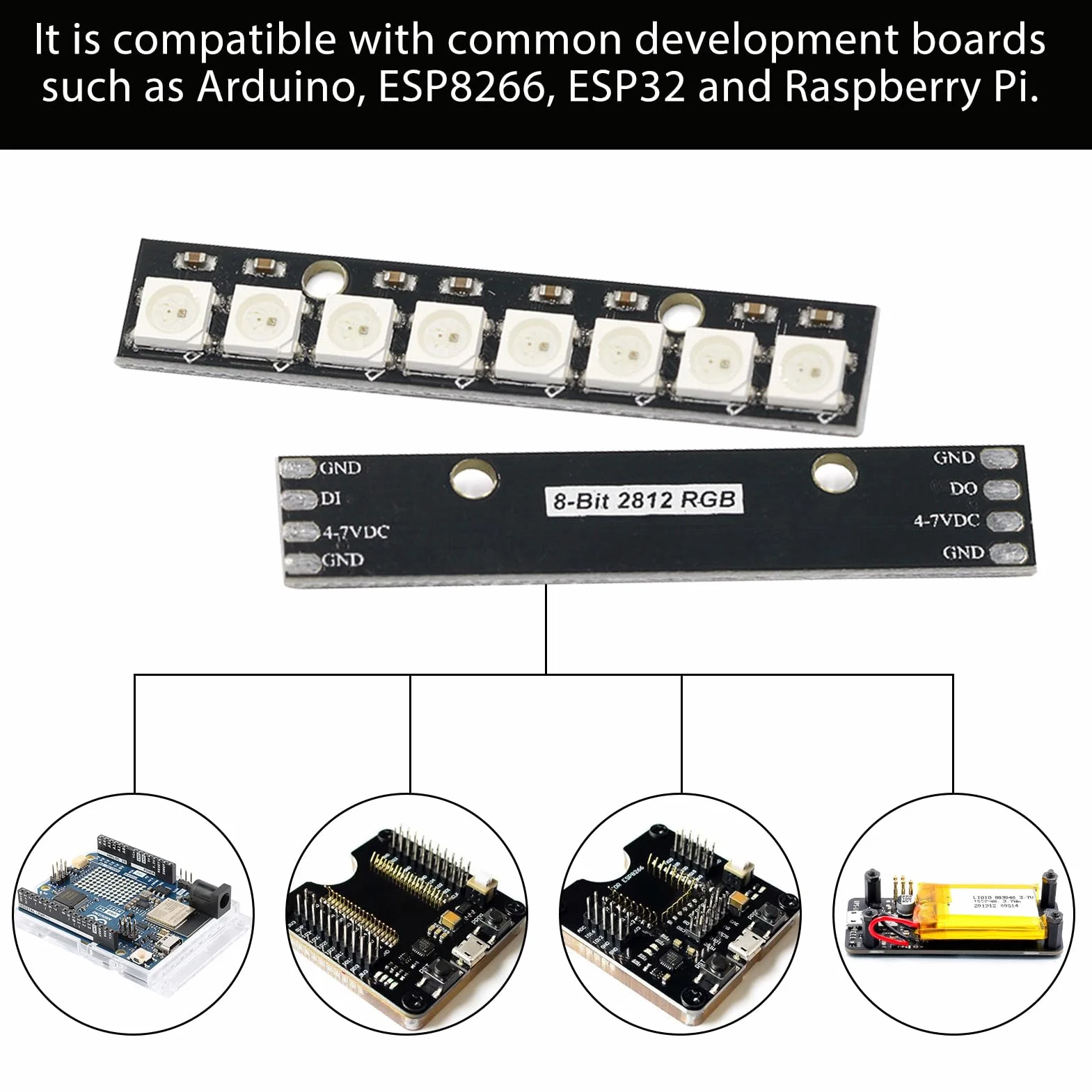 Joycabin 10 pezzi 8 bit WS2812 RGB LED Modul, 5050 LED Stick Built-in Driver Luce Colorata Scheda di Sviluppo Compatibile per Arduino Raspberry Pi ESP32