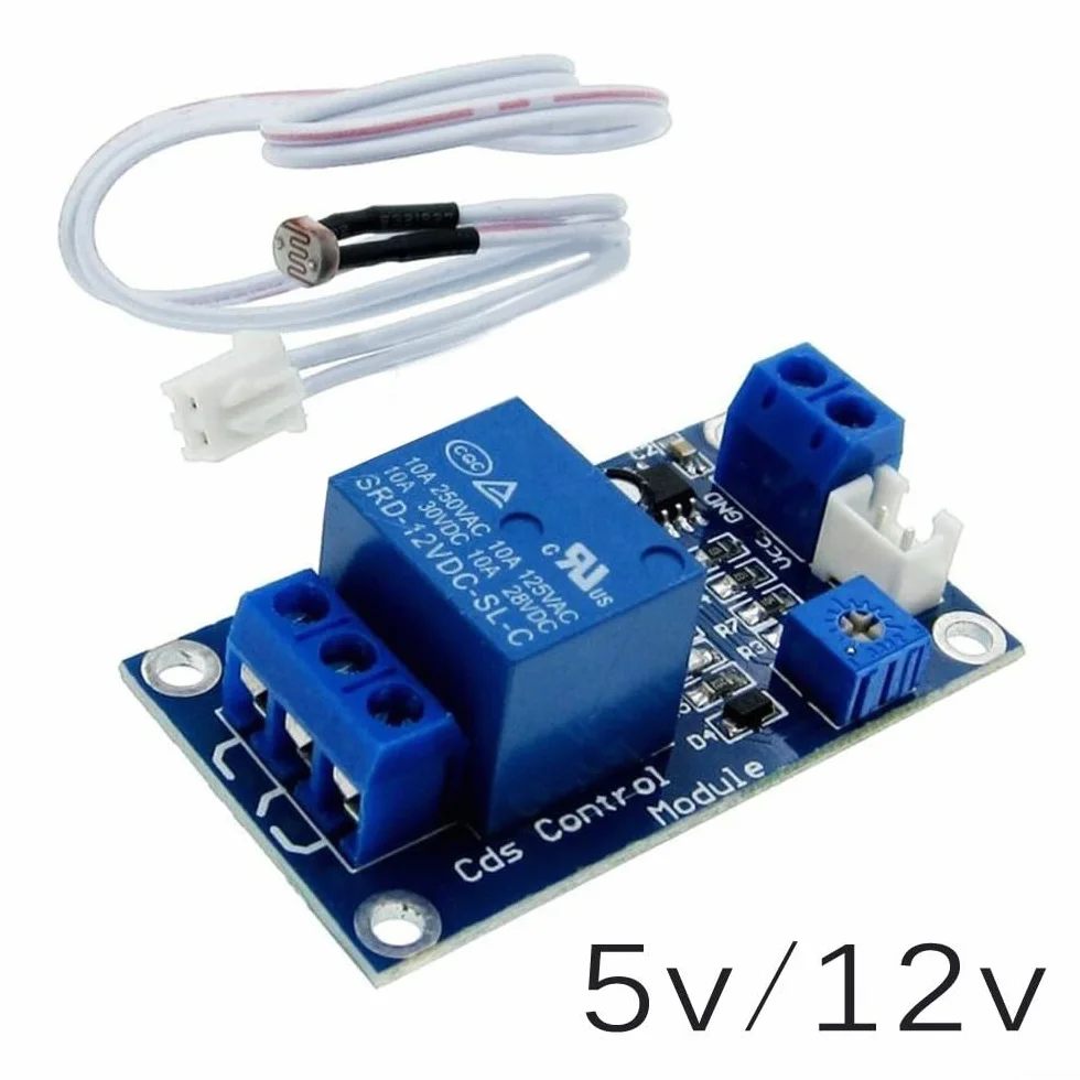 XH-M131 Scheda modulo sensore di luce per relè, ingresso a doppia tensione 5V/12V, resistore fotosensibile per Arduino, sensibilità regolabile, blu (5 V)