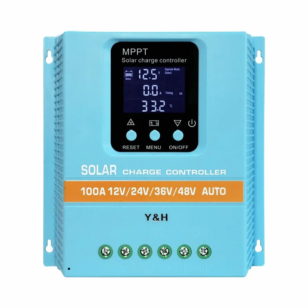 Y&H MPPT Regolatore di carica solare 100A 12V 24V 36V 48V display LCD regolazione intelligente max 100V ingresso Dual USB per piombo-acido/litio