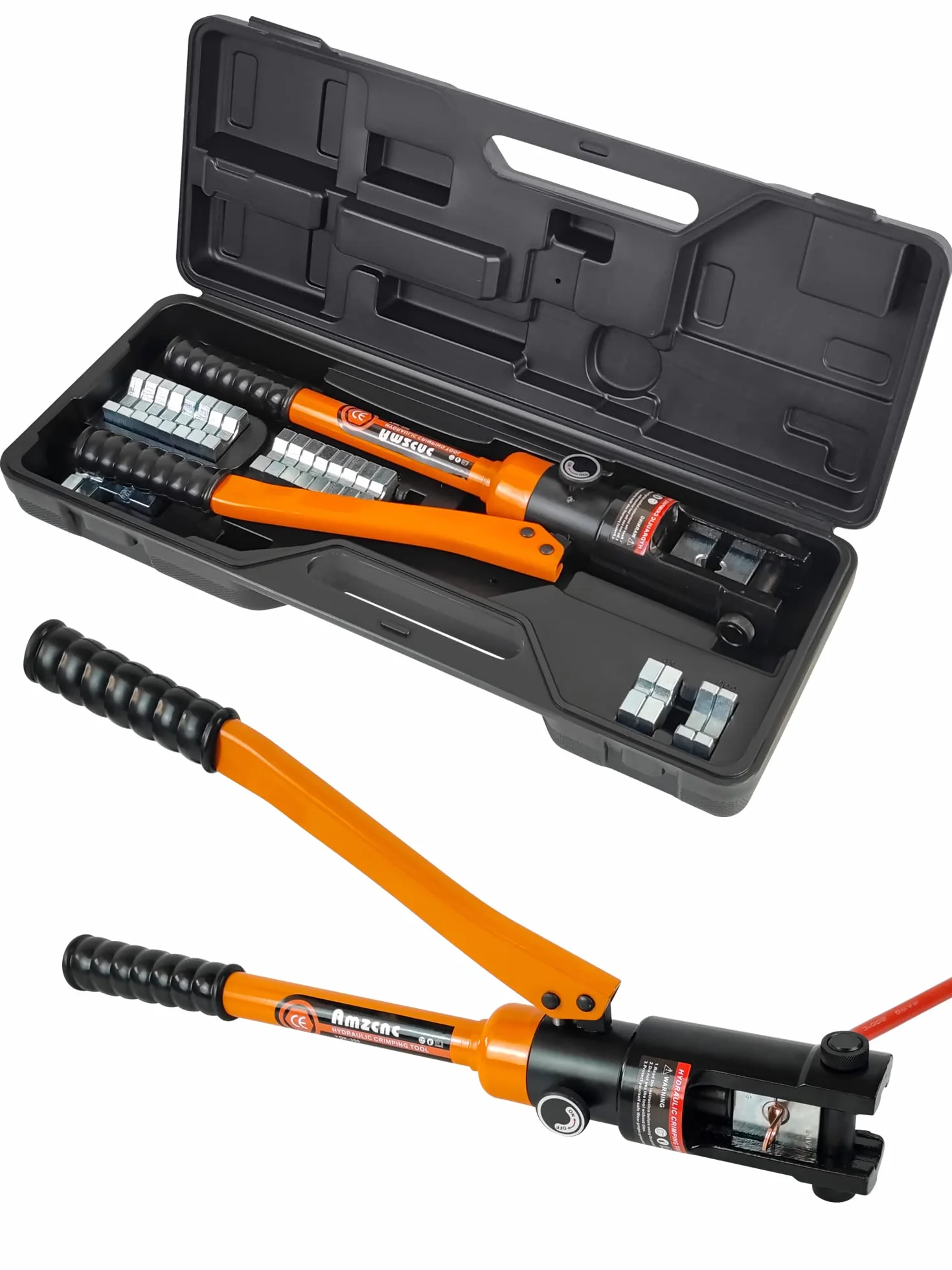 AMZCNC Pinza crimpatrice idraulica 16 tonnellate con 13 inserti di crimpatura in acciaio, 8-300 mm², set di attrezzi professionale per capicorda in rame e alluminio.