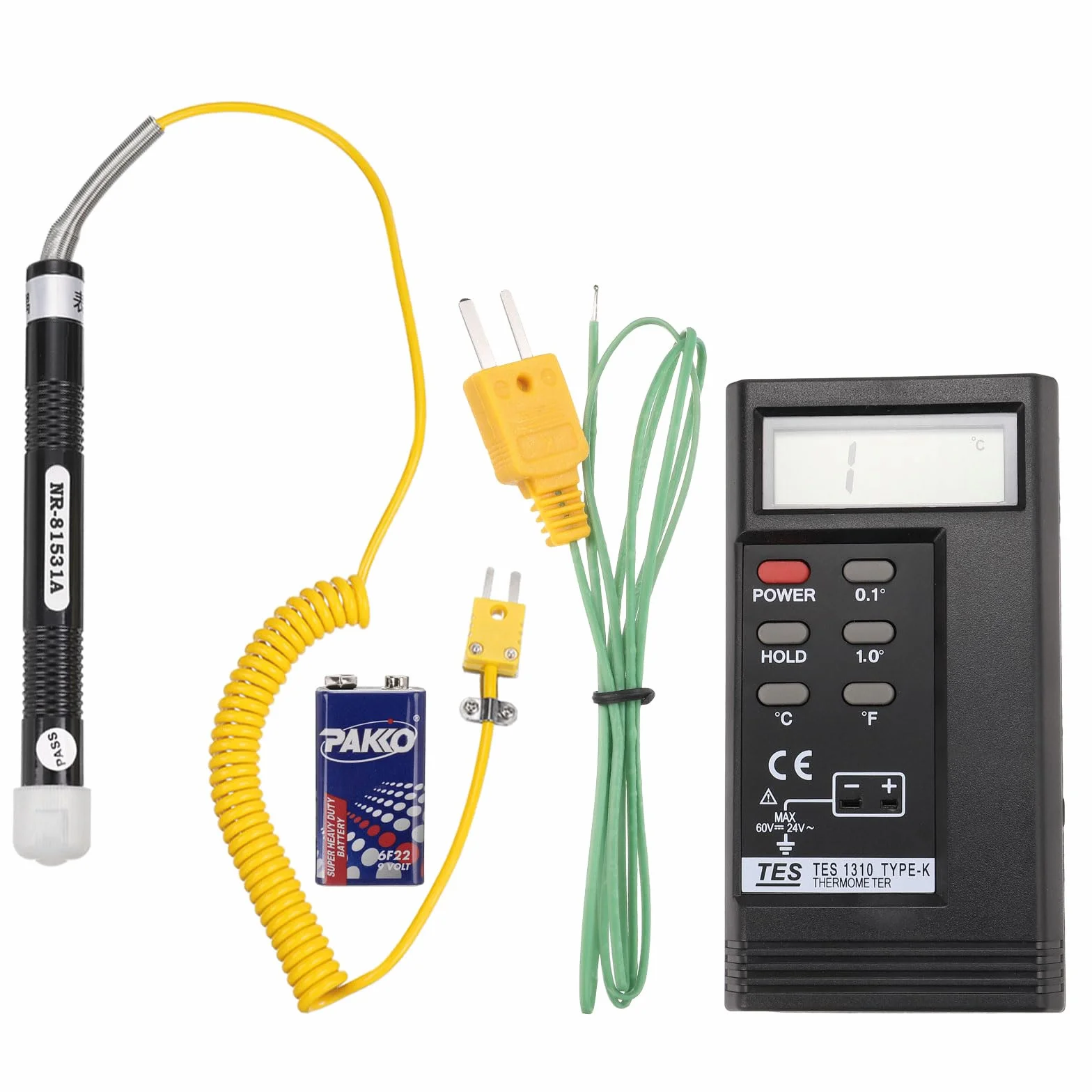 QUARKZMAN Termometro Digitale a Termocoppia K, Misuratore di Temperatura (-50 a 1300 °C), con Sonda per Superfici