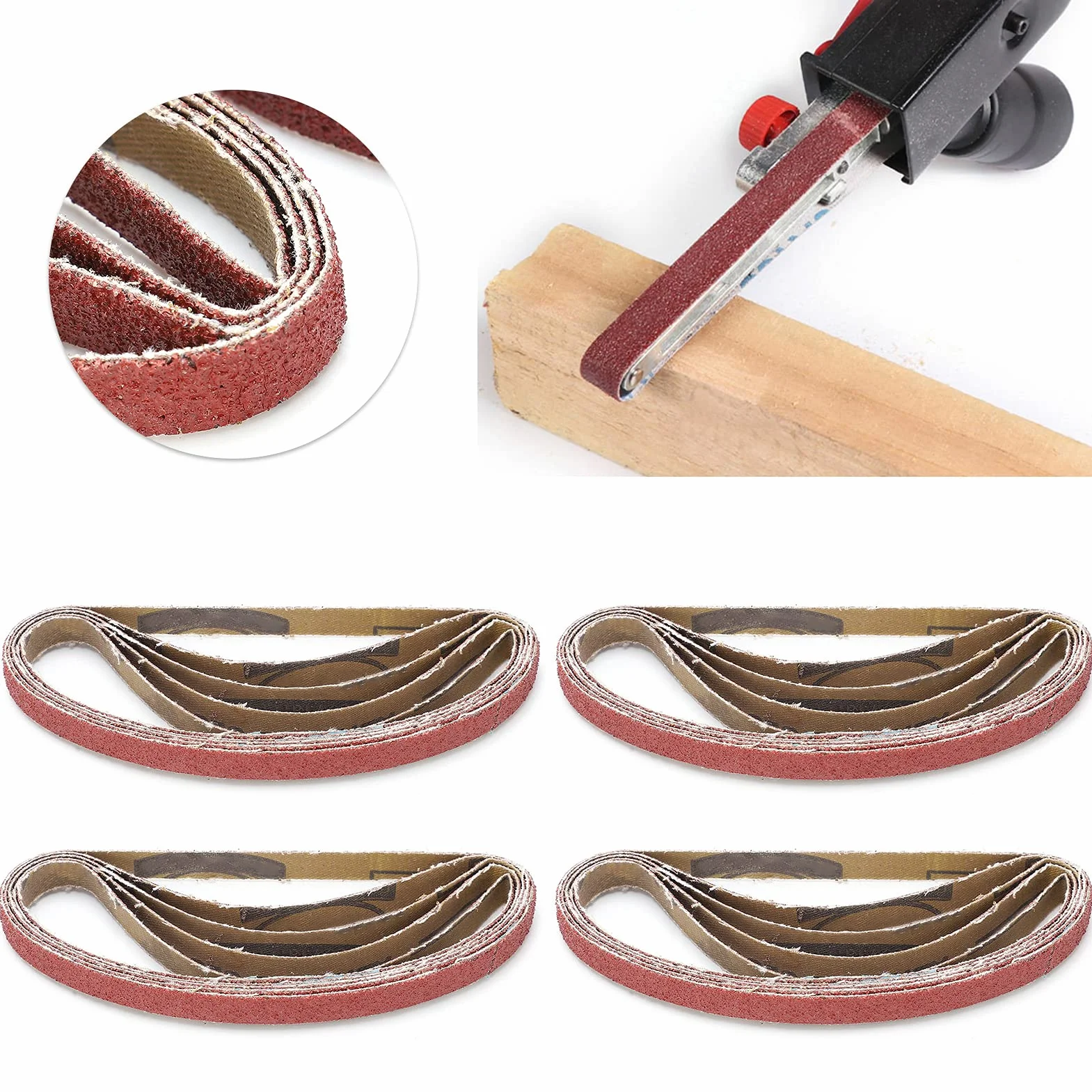 Nastro carta abrasiva 330 x 10 mm, 20 pezzi, per levigatrici a nastro, carta vetrata per legno e metallo, grana 40
