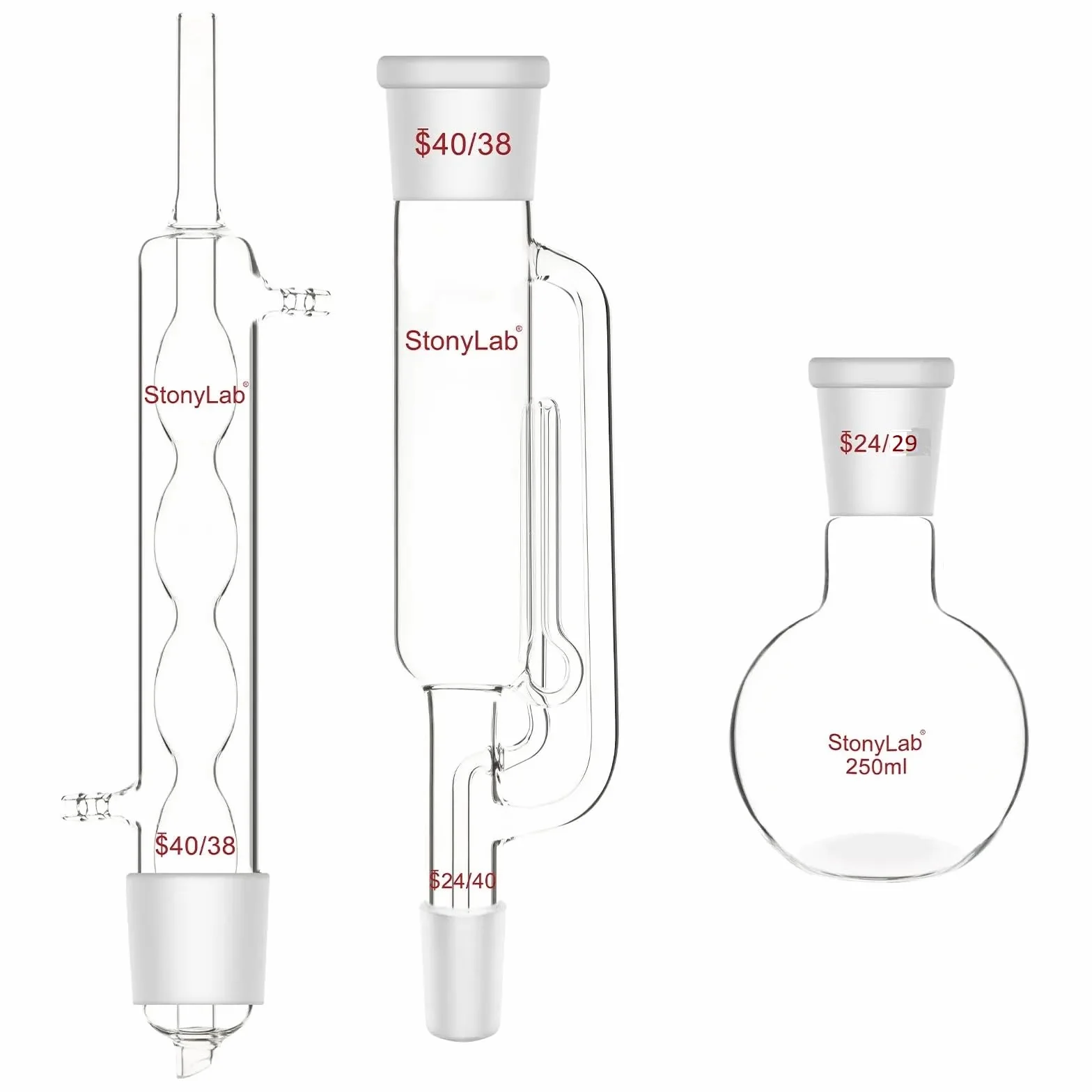 Estrattore Soxhlet a Sfera con condensatore, estrattore e pallone in vetro da 250 ml